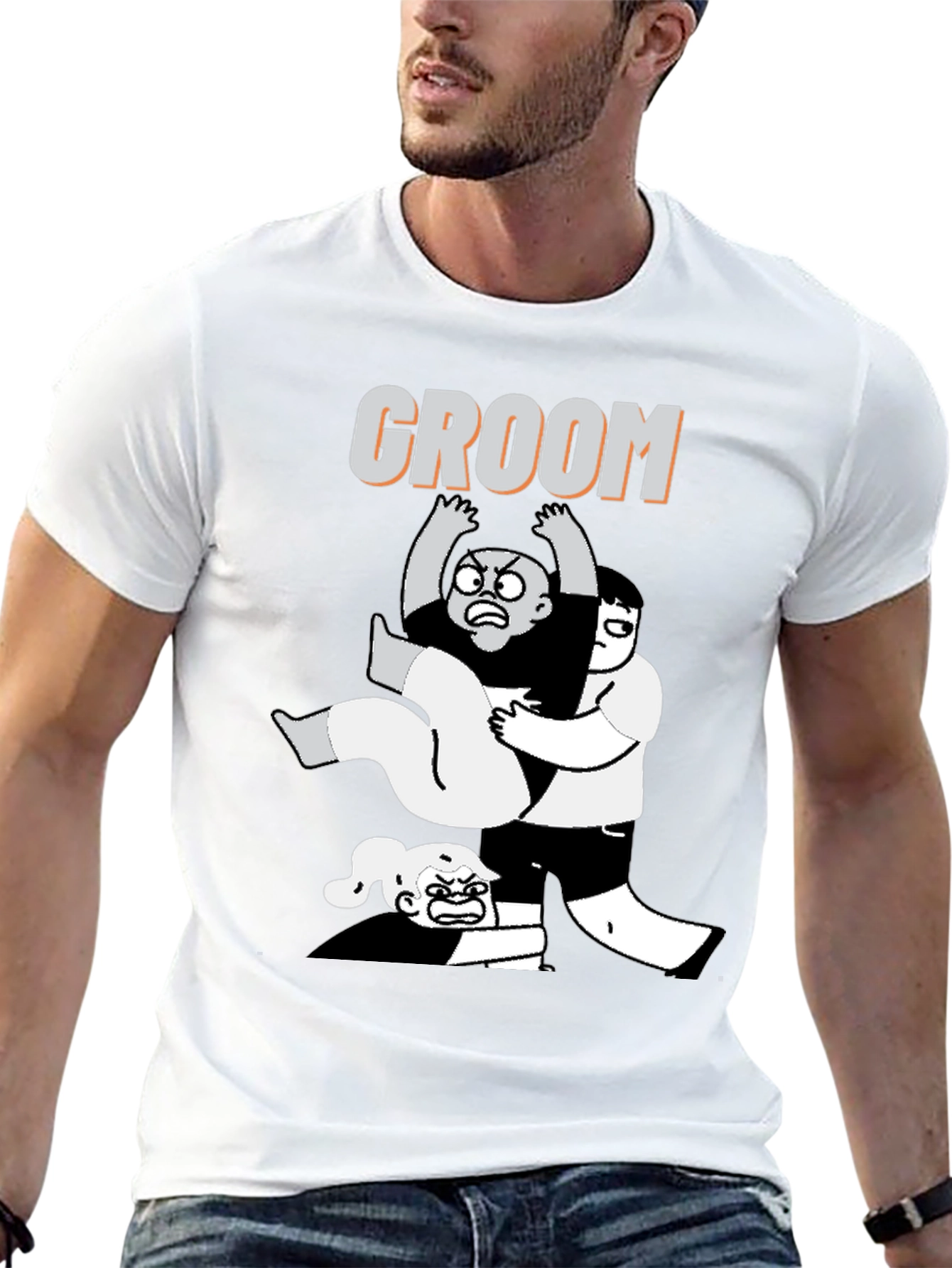 Black Funny Groom T-Shirt - Graphic Novel Style view 13