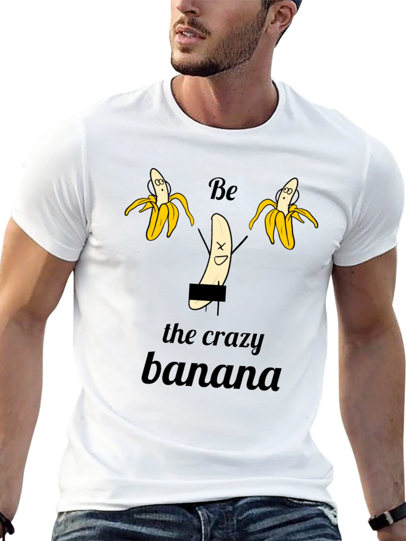 Black Crazy Banana Graphic T-Shirt - Unisex Black Tee view 13