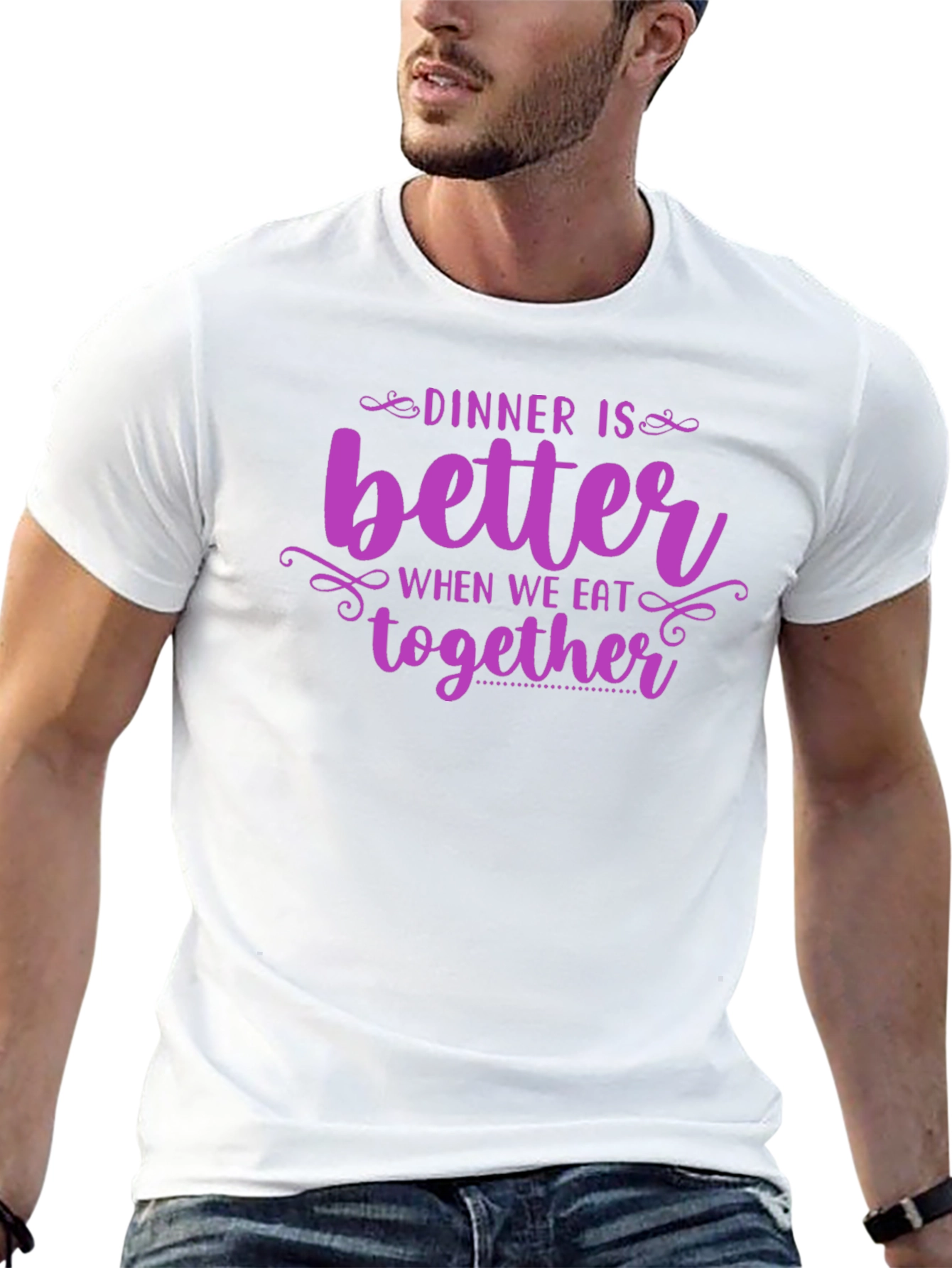 Black Dinner Is Better Together Black T-Shirt view 13
