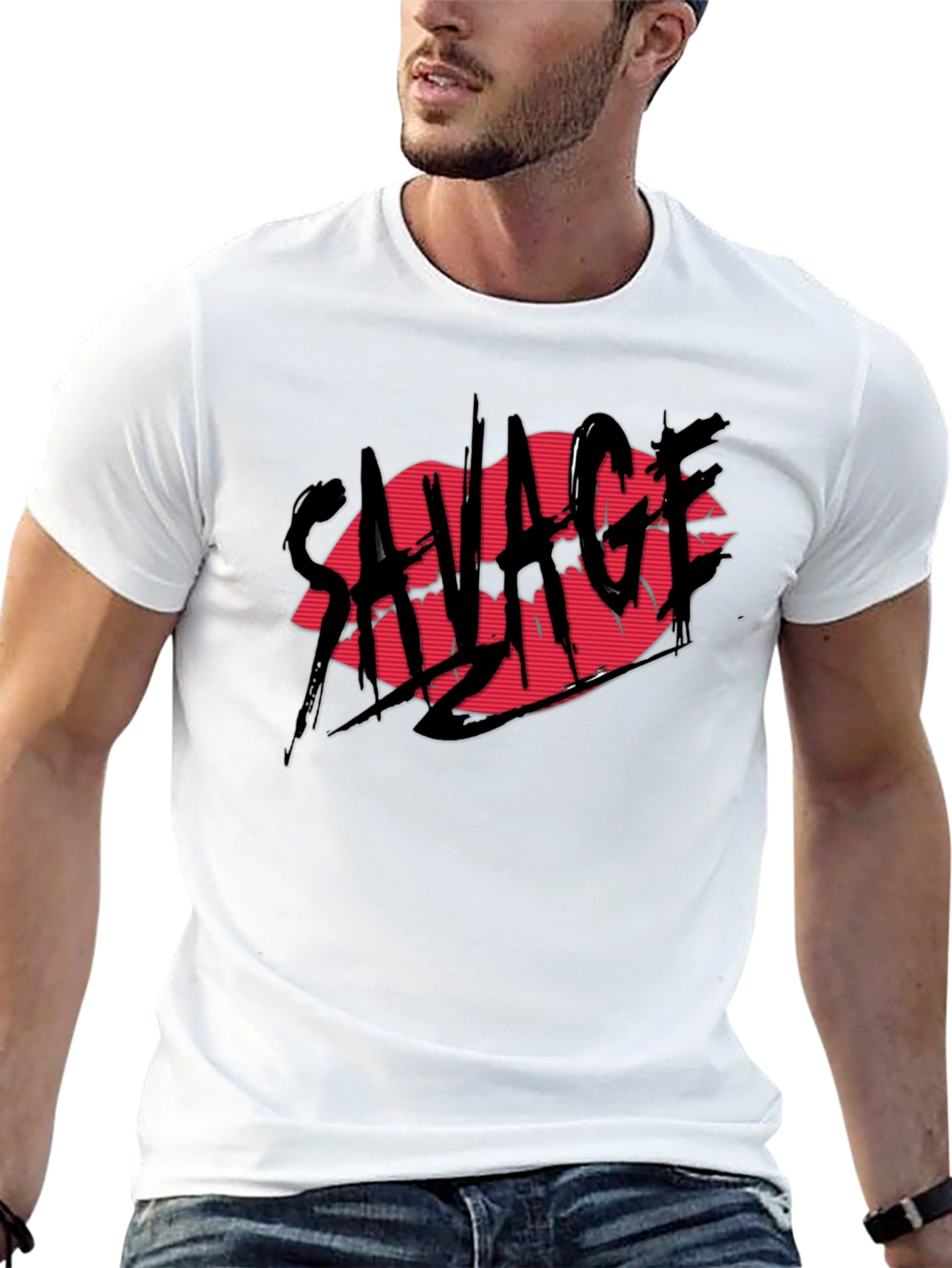 Black Savage Lips Graphic Black T-Shirt view 13