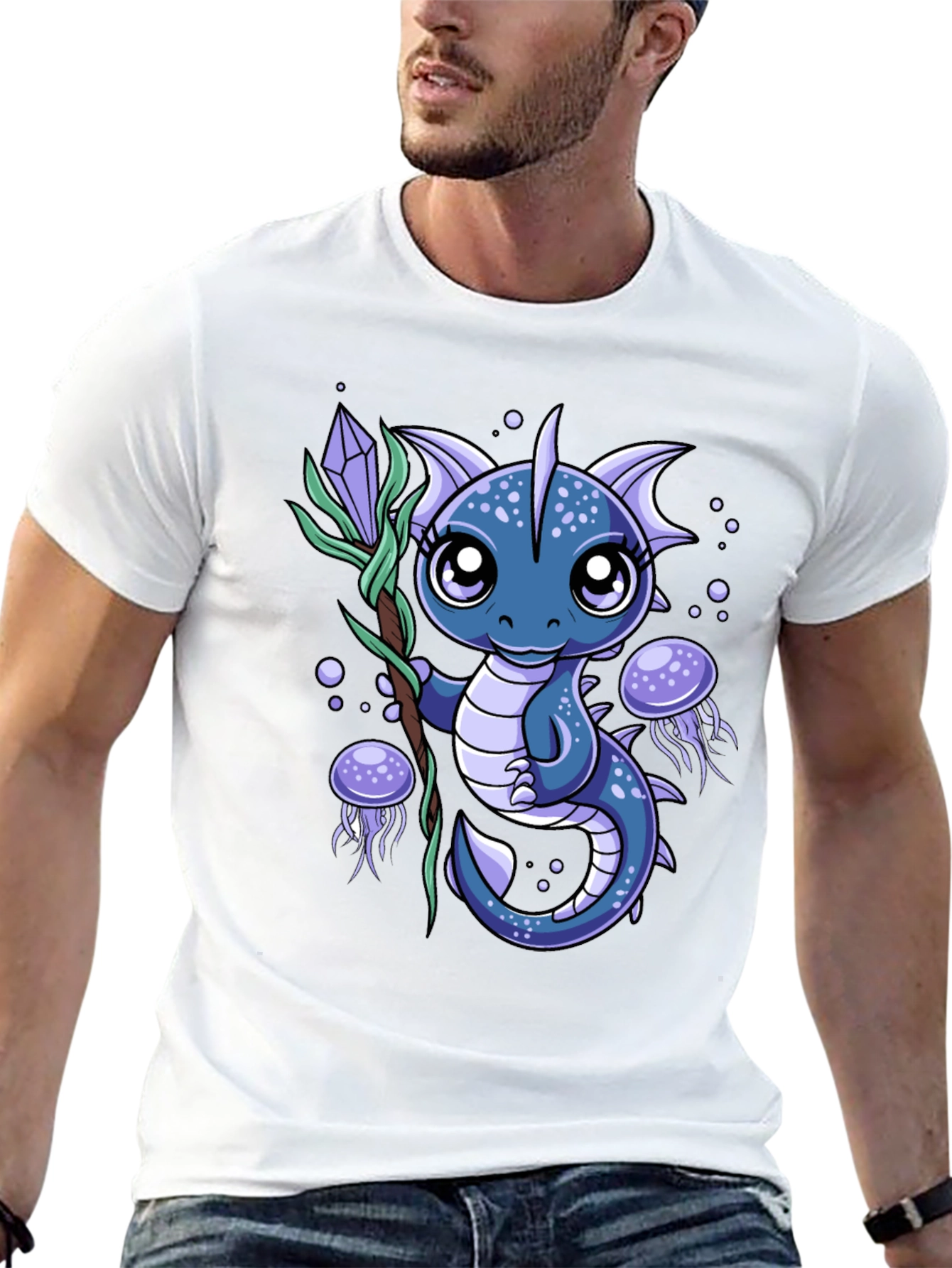 Black Cute Dragon Graphic Tee - Fantasy Creature Shirt view 13