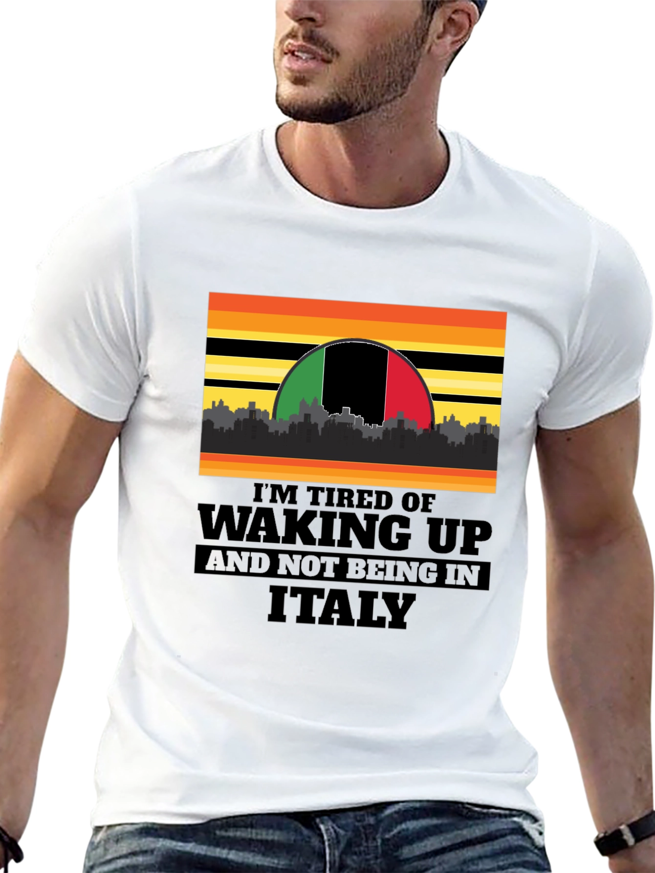 Black I'm Tired of Waking Up and Not Being In Italy T-Shirt view 13