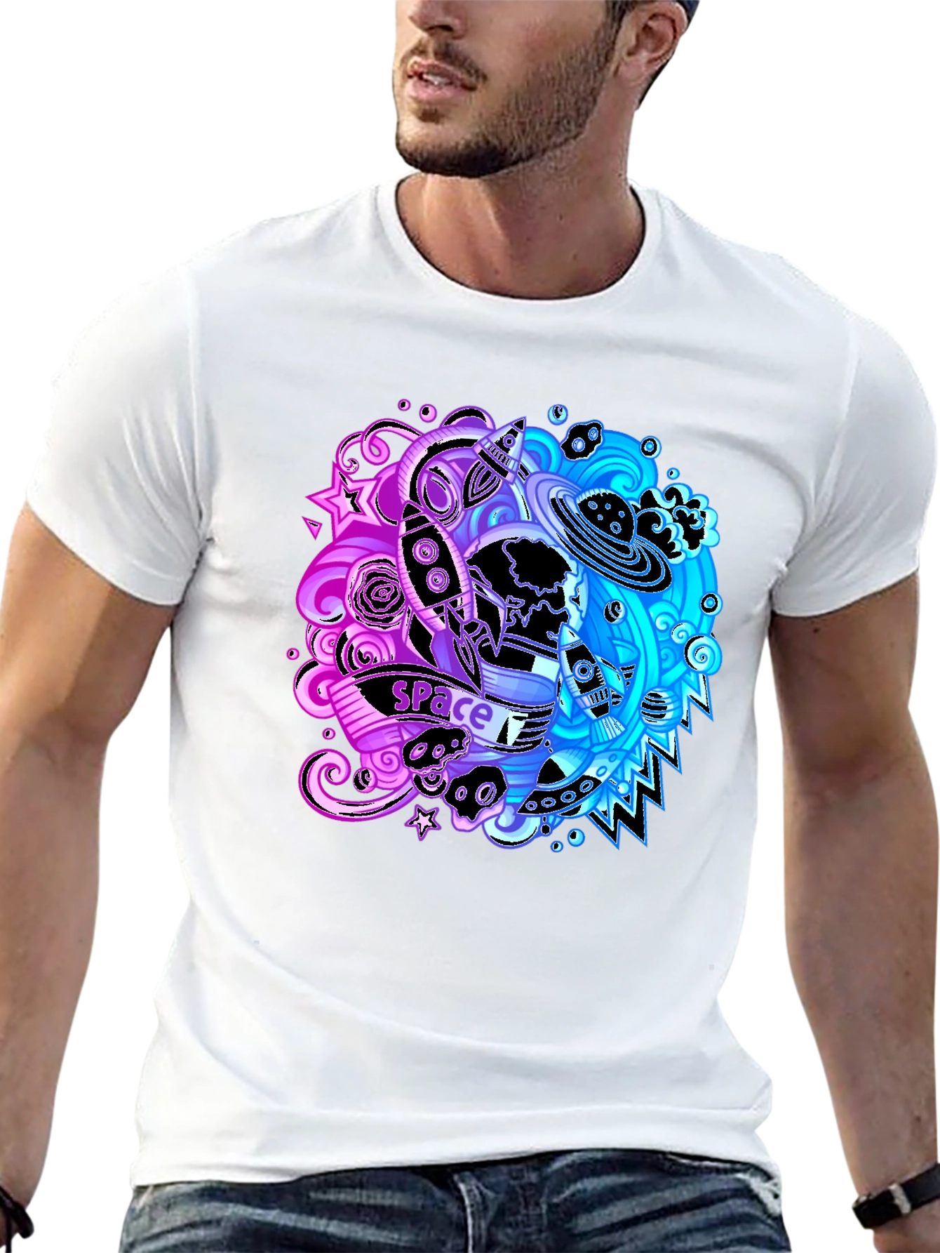 Space Doodle T-Shirt - Galaxy Design Tee - 13