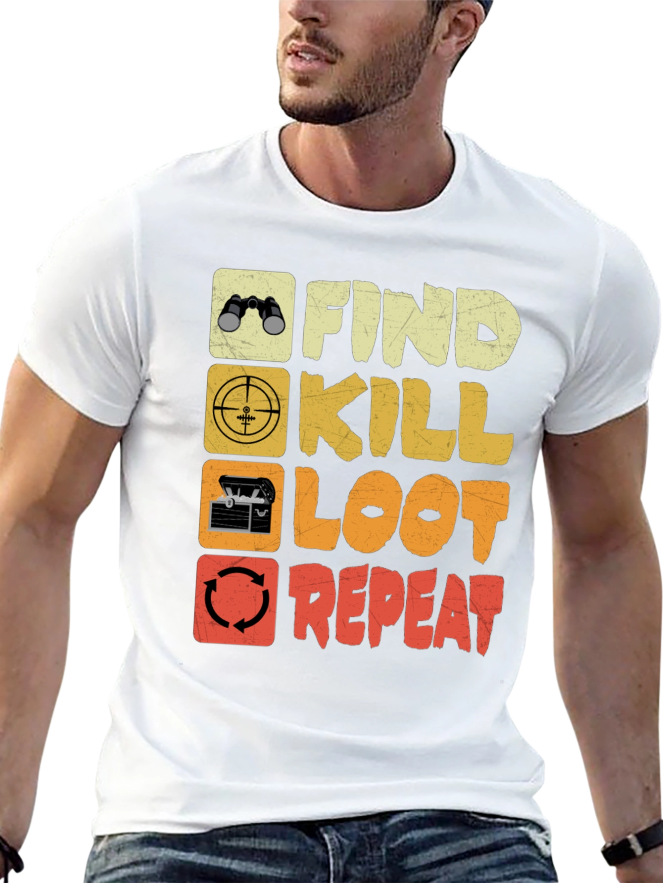 Black Find Kill Loot Repeat Gaming T-Shirt view 13
