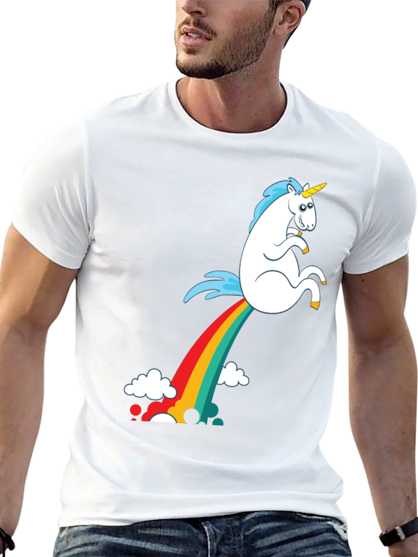 Black Rainbow Unicorn Poop T-Shirt - Funny Graphic Tee view 13