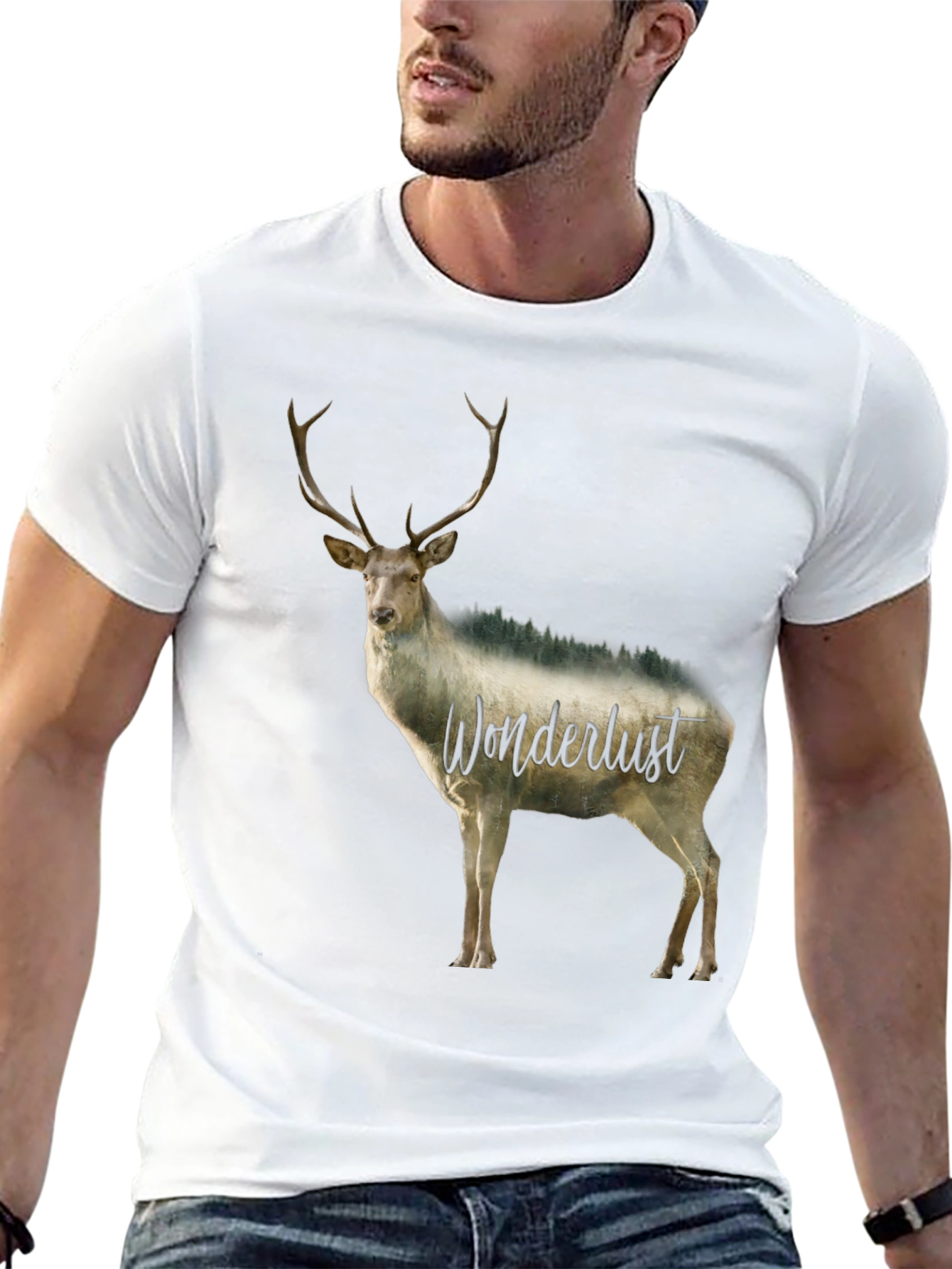 Black Wanderlust Deer Graphic Tee - Black Crew Neck view 13