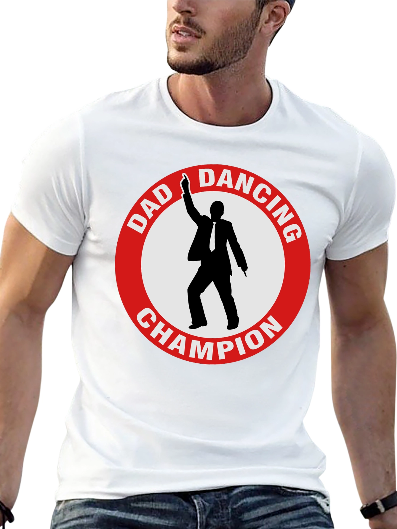 Black Dad Dancing Champion T-Shirt - Black Cotton Tee view 13