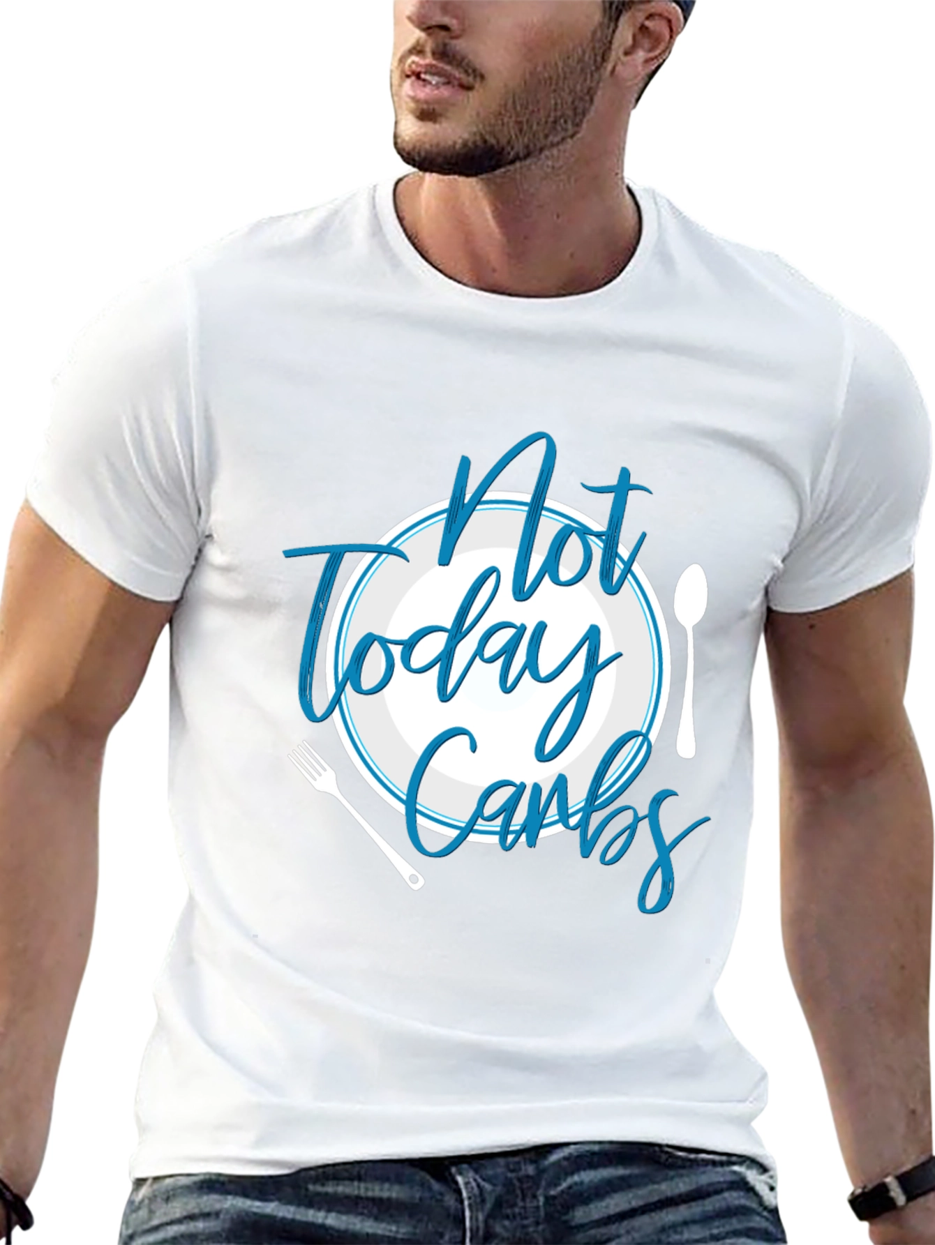 Black Funny "Not Today Carbs" Graphic T-Shirt view 13