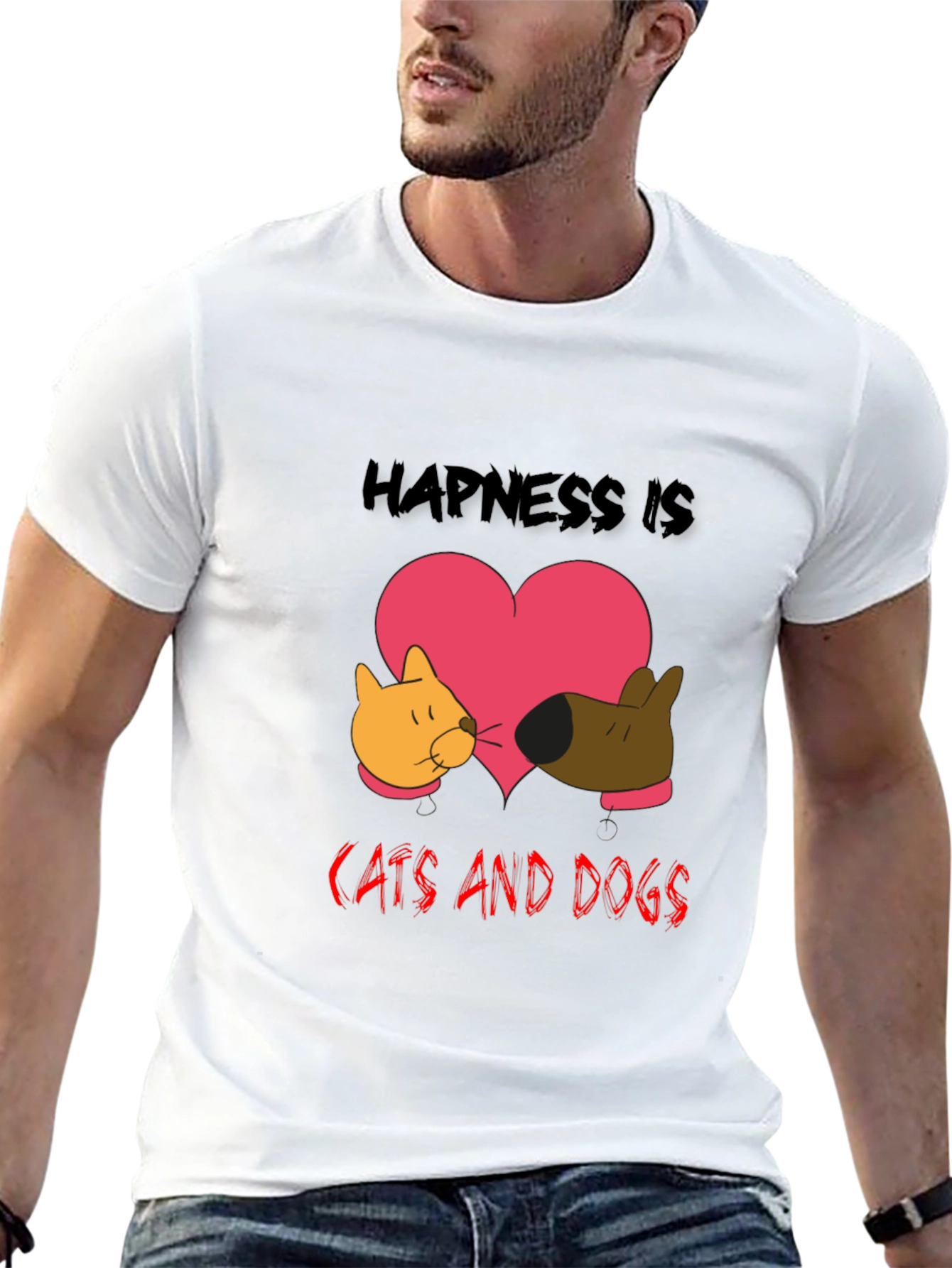 Black Happiness is Cats and Dogs Graphic Tee view 13