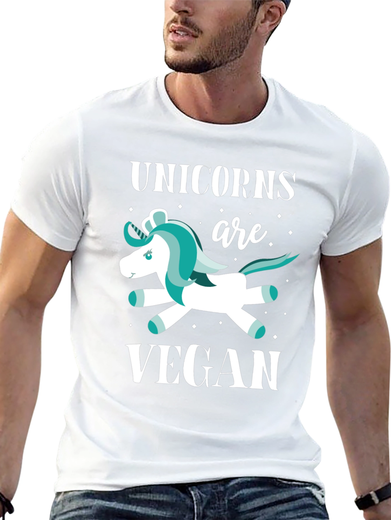 Black Unicorns are Vegan Graphic T-Shirt view 13