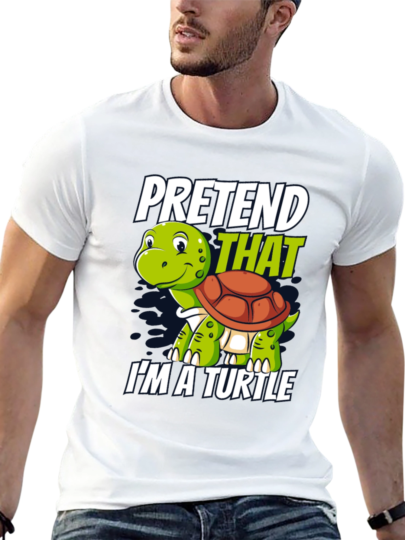 Black Pretend I'm A Turtle Novelty T-Shirt view 13