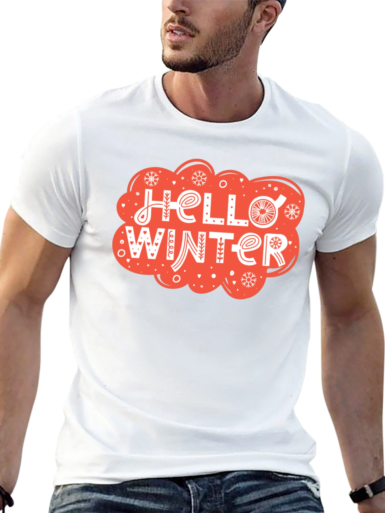 Black Hello Winter Graphic Tee - Cozy Holiday Shirt view 13