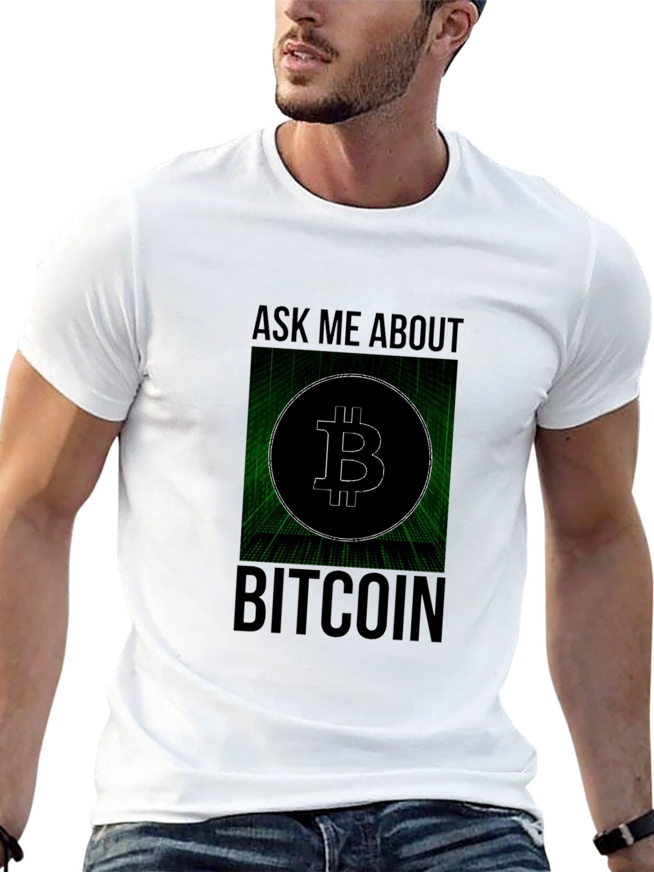 Black Ask Me About Bitcoin Black Tee view 13