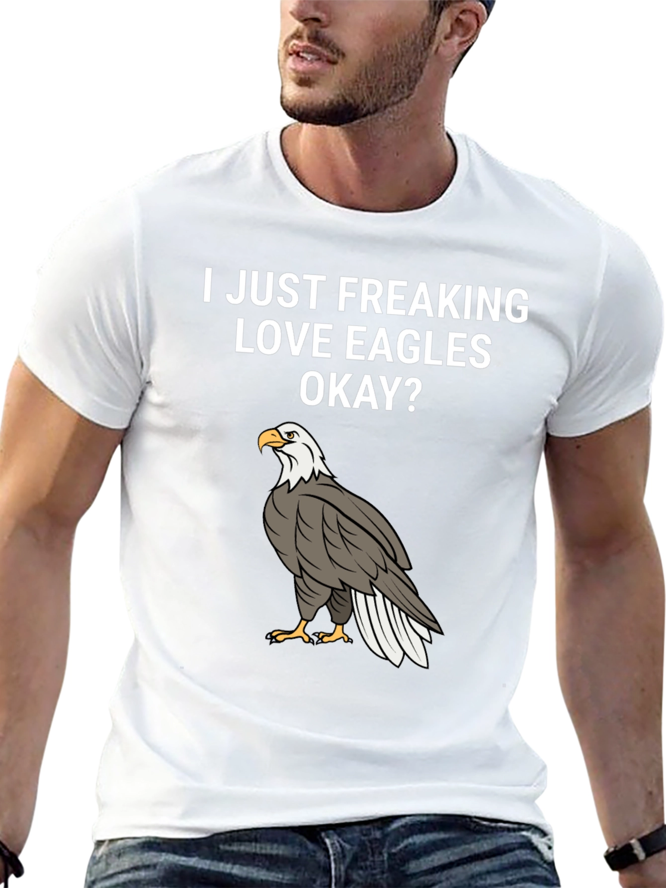 Black I Love Eagles T-Shirt - Black Cotton Graphic Tee view 13