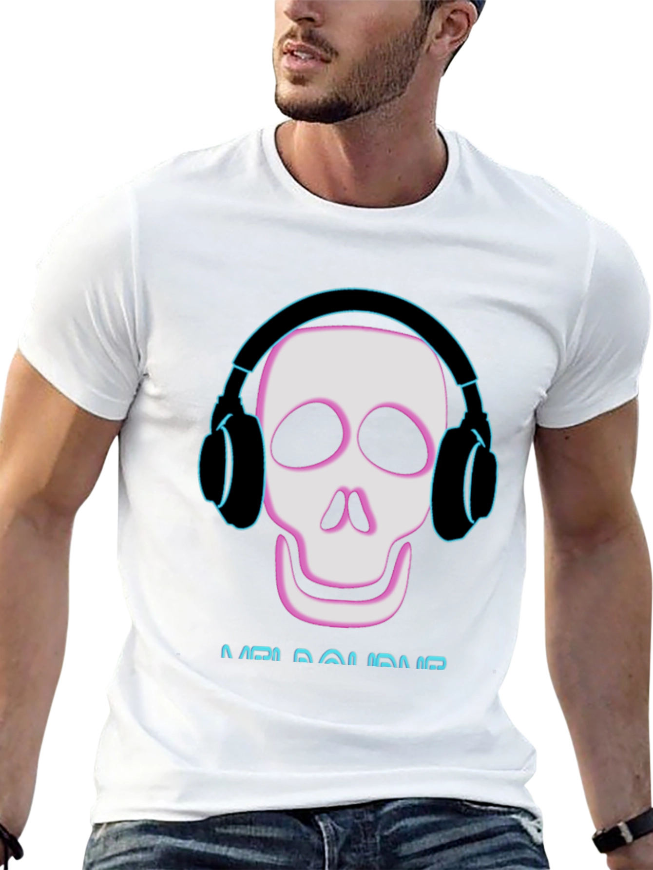 Black Skull Headphones T-Shirt - Music Lover Tee view 13