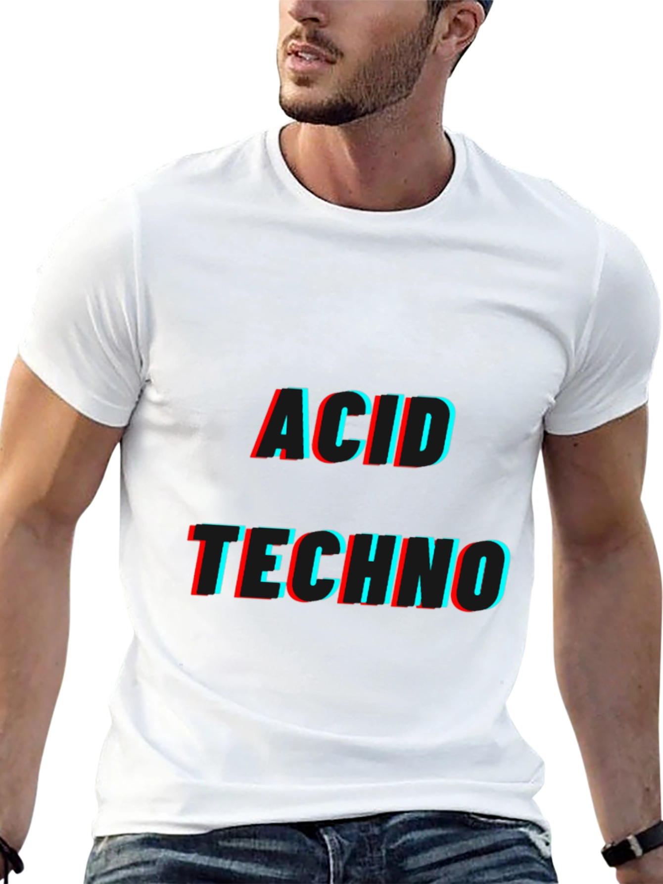 Black Acid Techno Black Graphic T-Shirt view 13