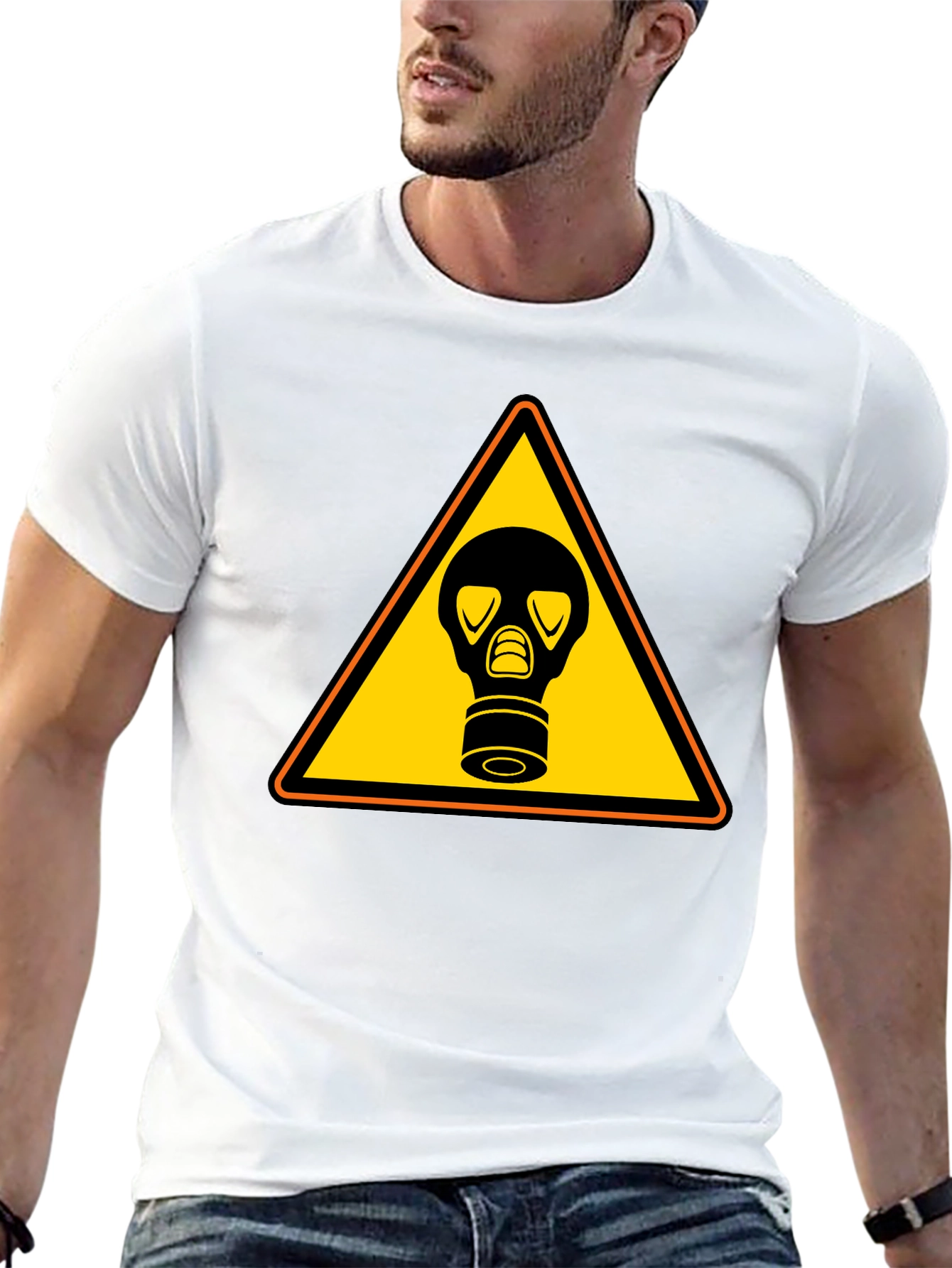 Black Hazard Gas Mask T-Shirt - Classic Black Tee view 13
