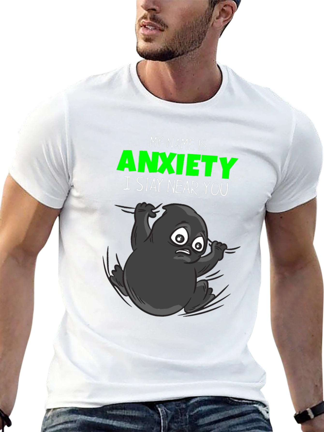 Black Anxiety T-Shirt: Funny Graphic Tee, Stay Near You view 13