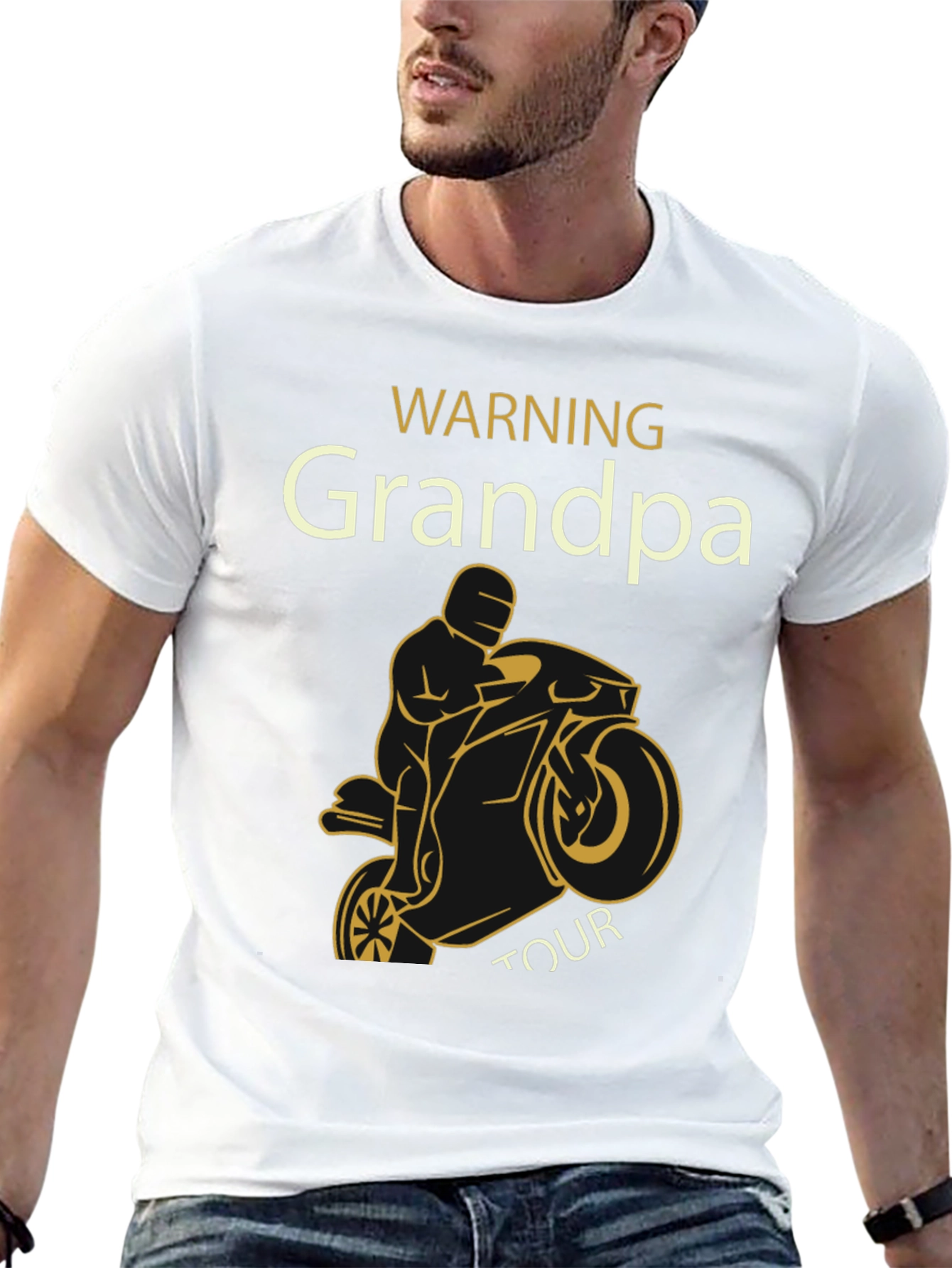 Black Warning Grandpa Tour Motorcycle T-Shirt view 13