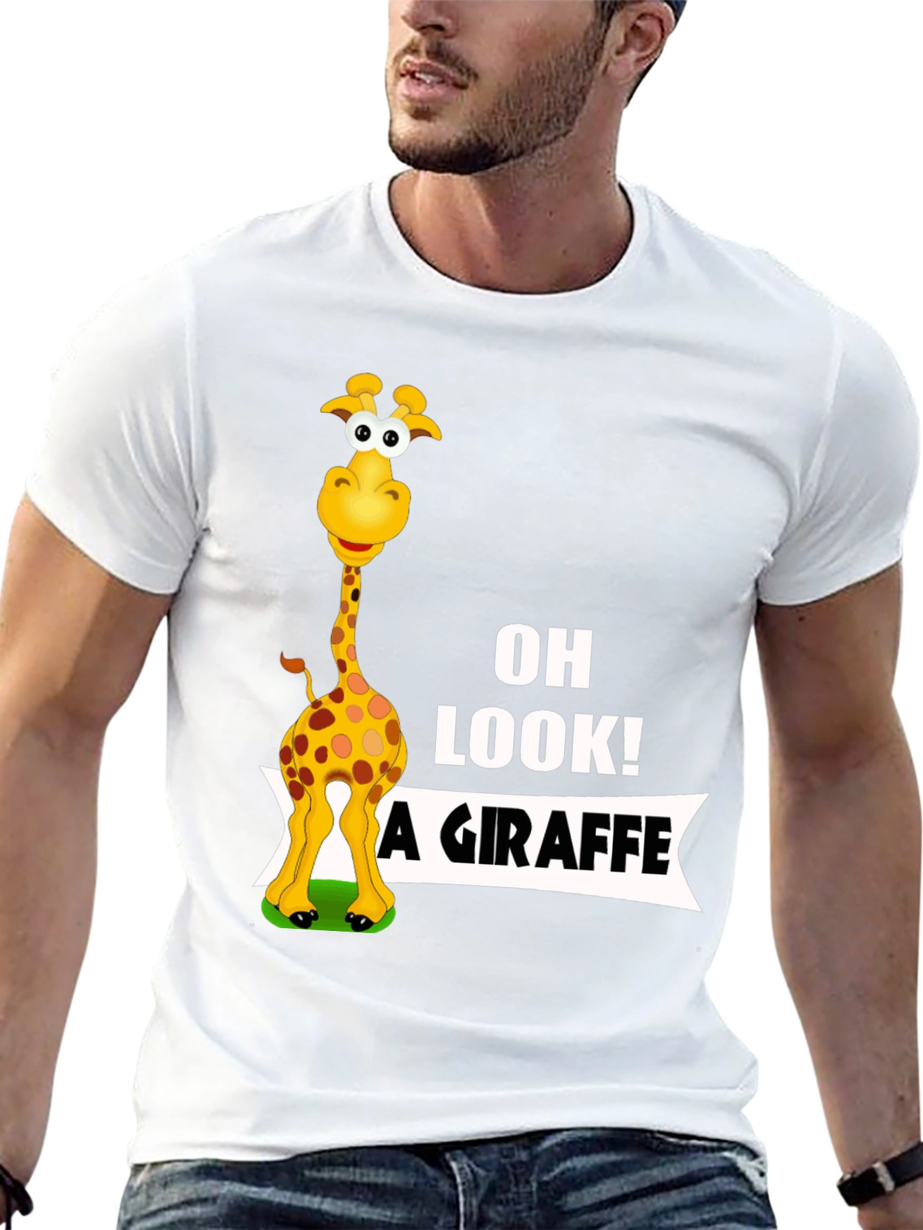 Black Funny Giraffe Graphic Tee - Oh Look! A Giraffe T-Shirt view 13