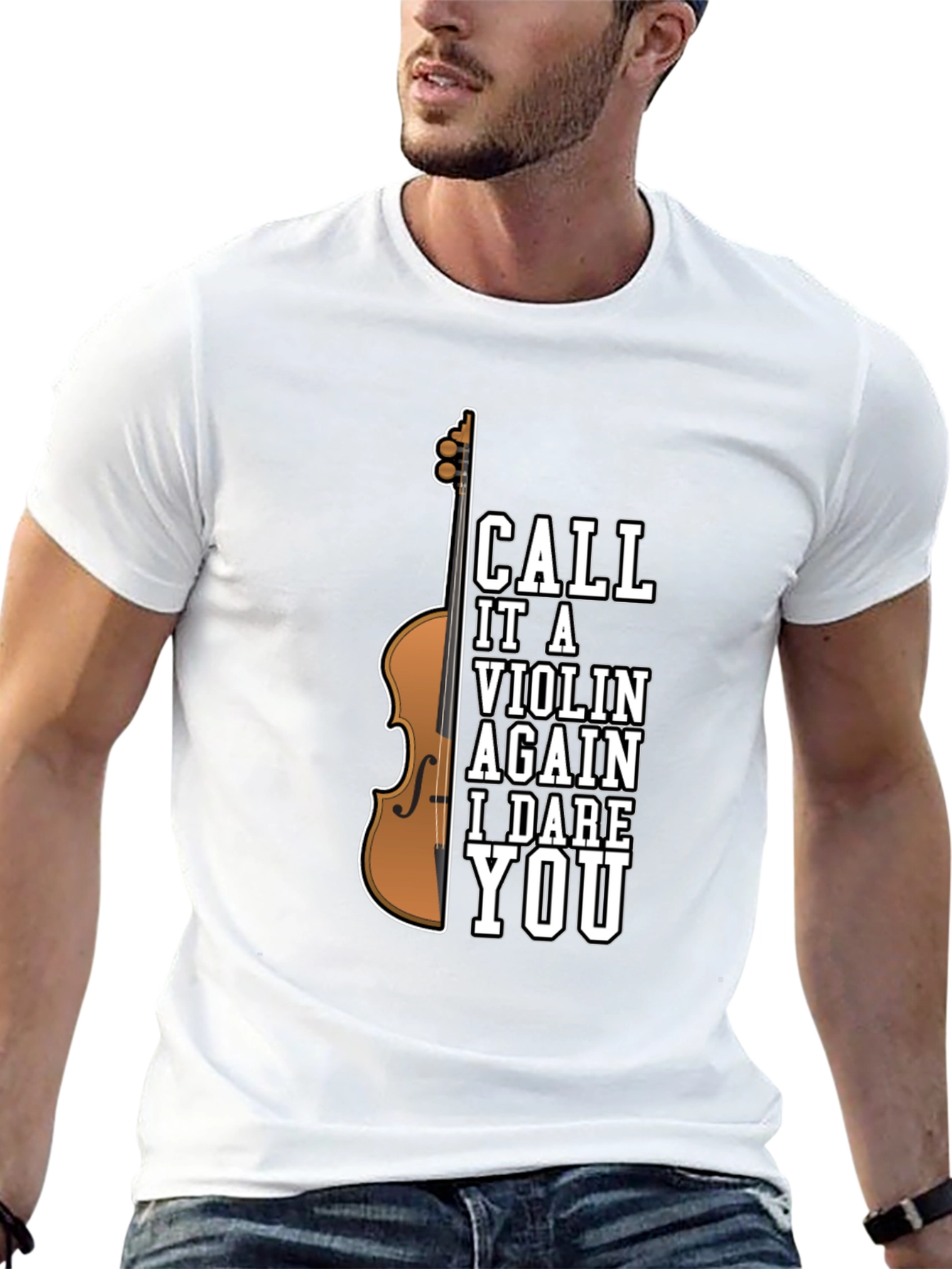 Black Dare You Violin T-Shirt - Humorous Musician Tee view 13