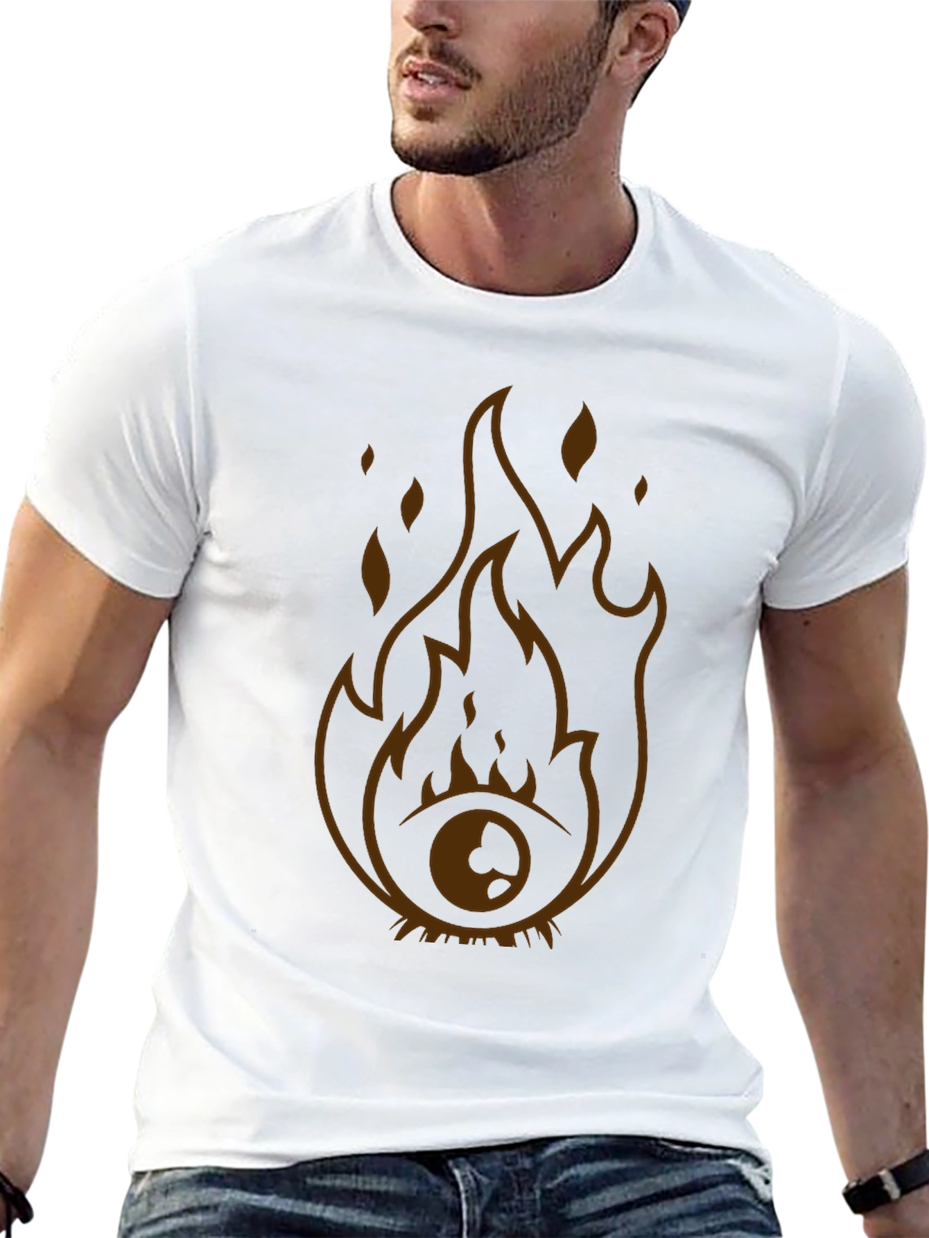 Black Flaming Eye Graphic Tee - Unique Design view 13
