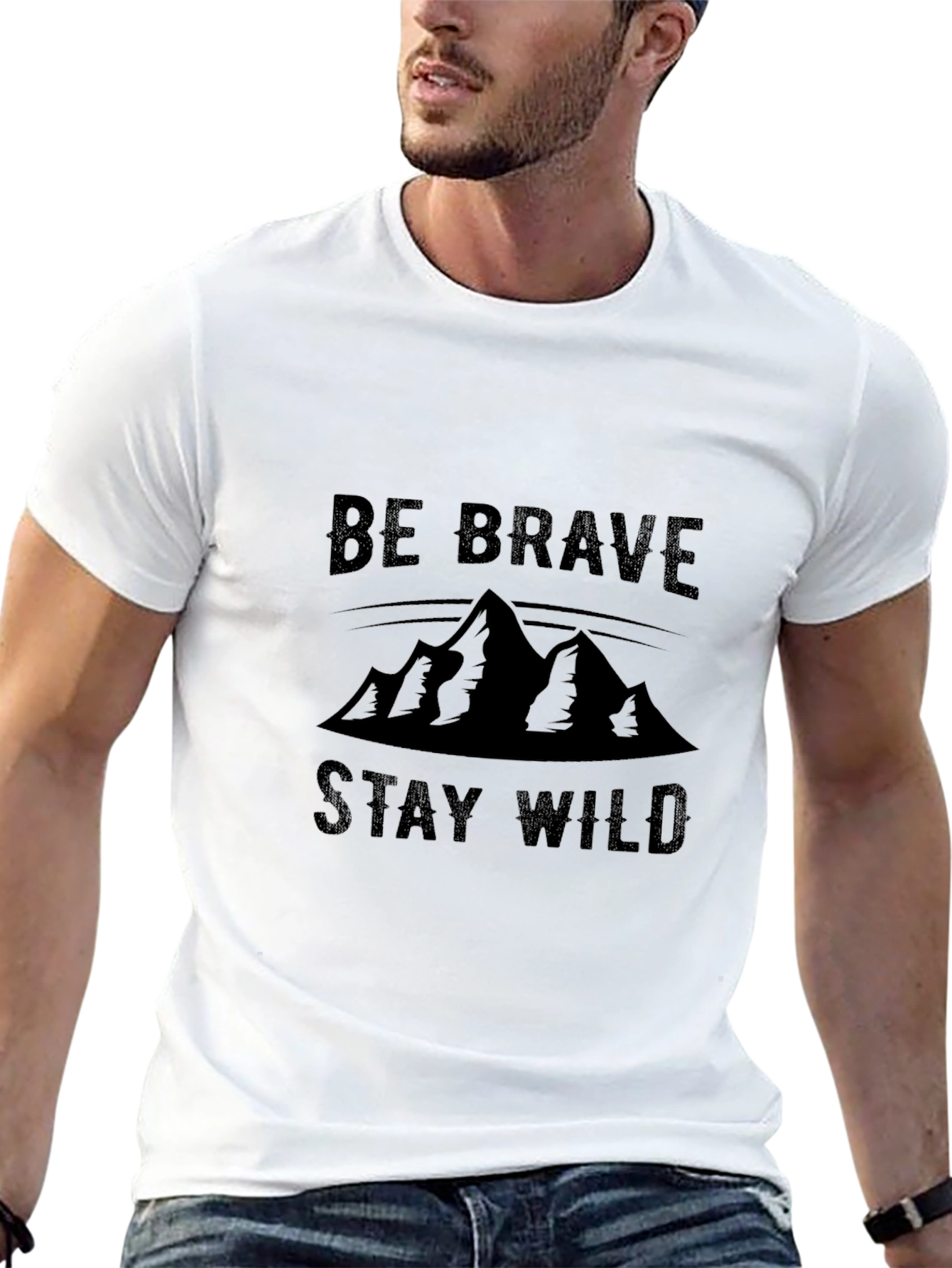 Black Be Brave Stay Wild Mountain Graphic Tee view 13