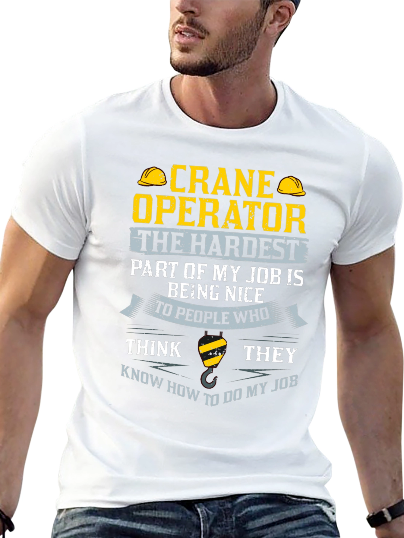 Black Crane Operator T-Shirt - Funny Job Tee view 13