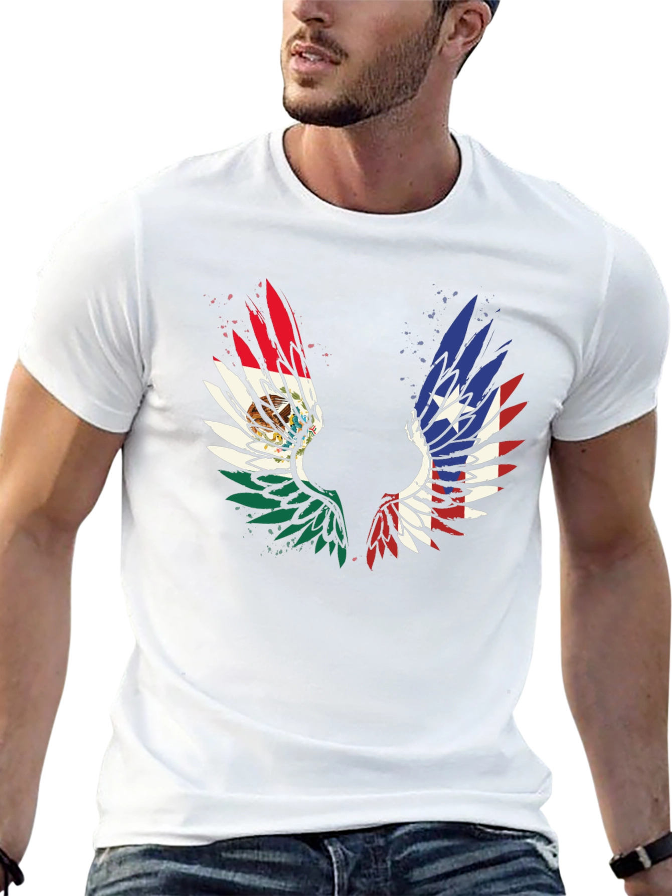 Black Mexico-Texas Wings Graphic T-Shirt view 13