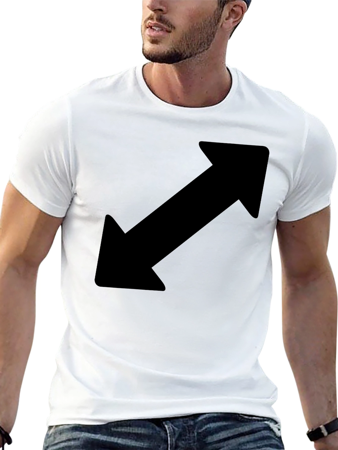 Black Diagonal Arrow Black T-Shirt view 13