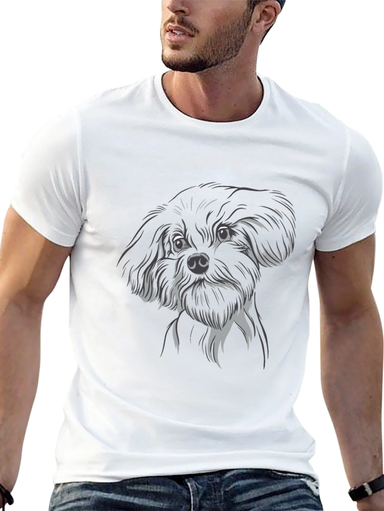 Black Dog Sketch Black T-Shirt view 13