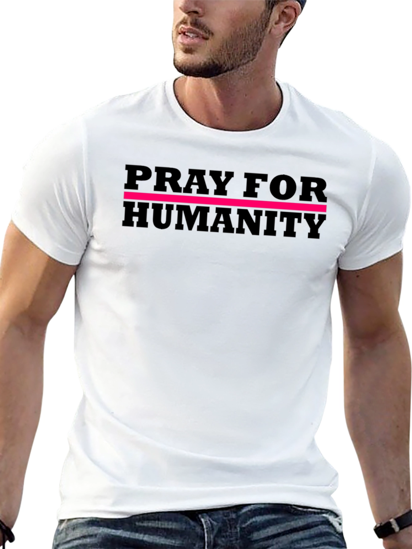 Black Pray For Humanity Graphic T-Shirt - Black view 13