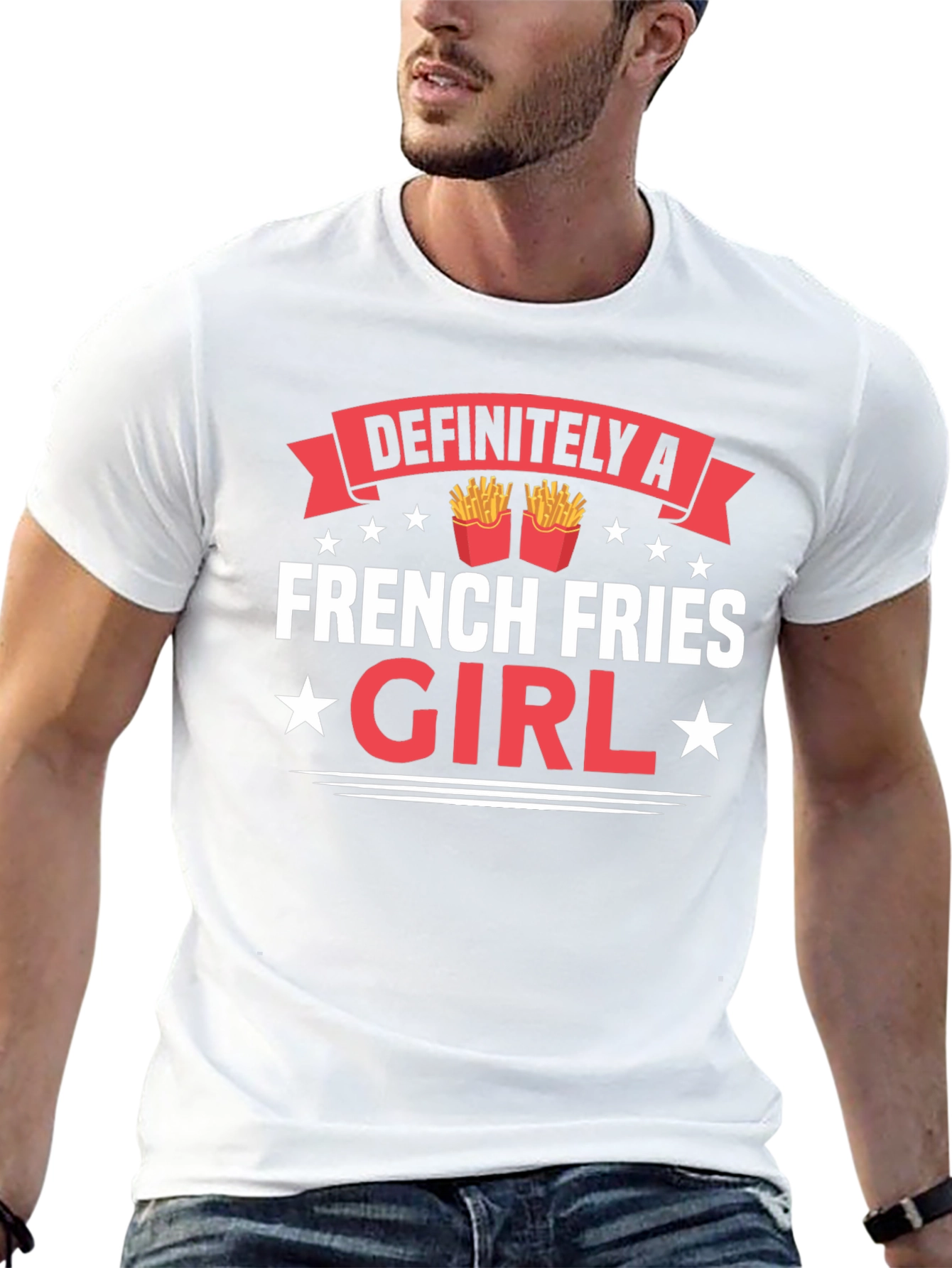 Black Funny French Fries Girl T-Shirt - Foodie Tee view 13