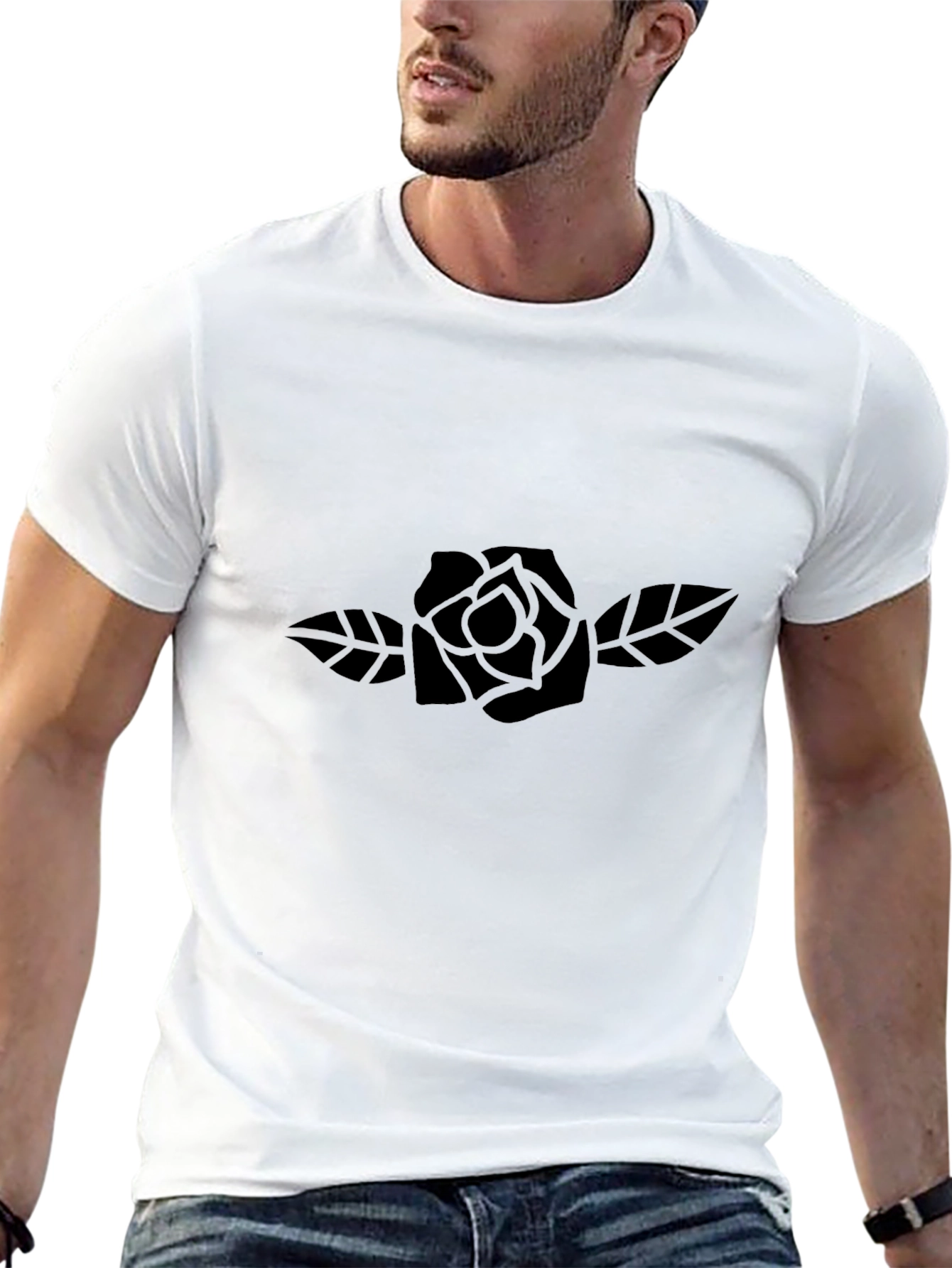 Black Men's Black Rose Graphic Tee - Classic Fit view 13