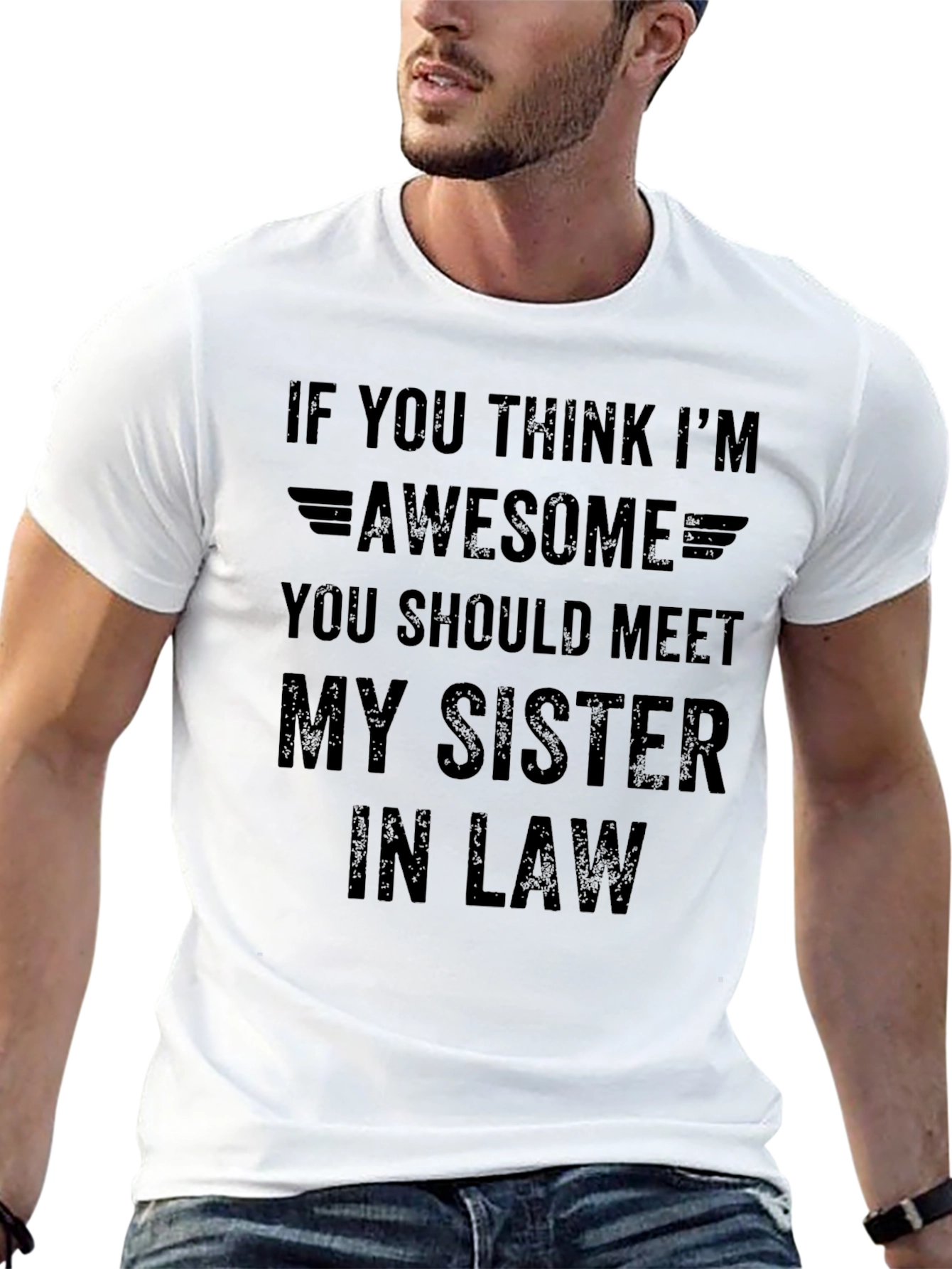 Black Awesome Sister-in-Law Men's Black T-Shirt view 13