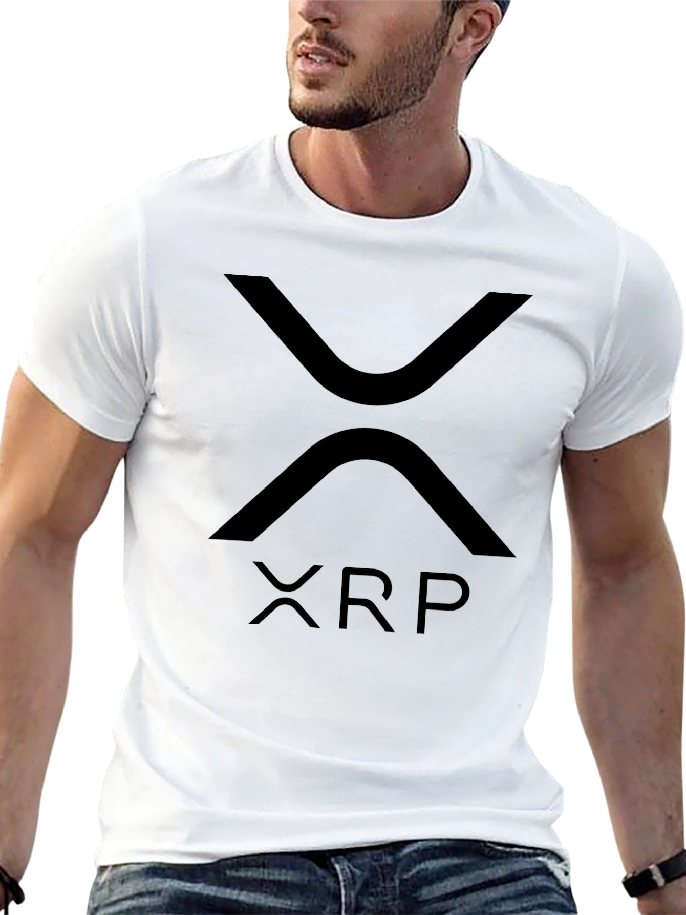 Black XRP Cryptocurrency Logo Black T-Shirt view 13