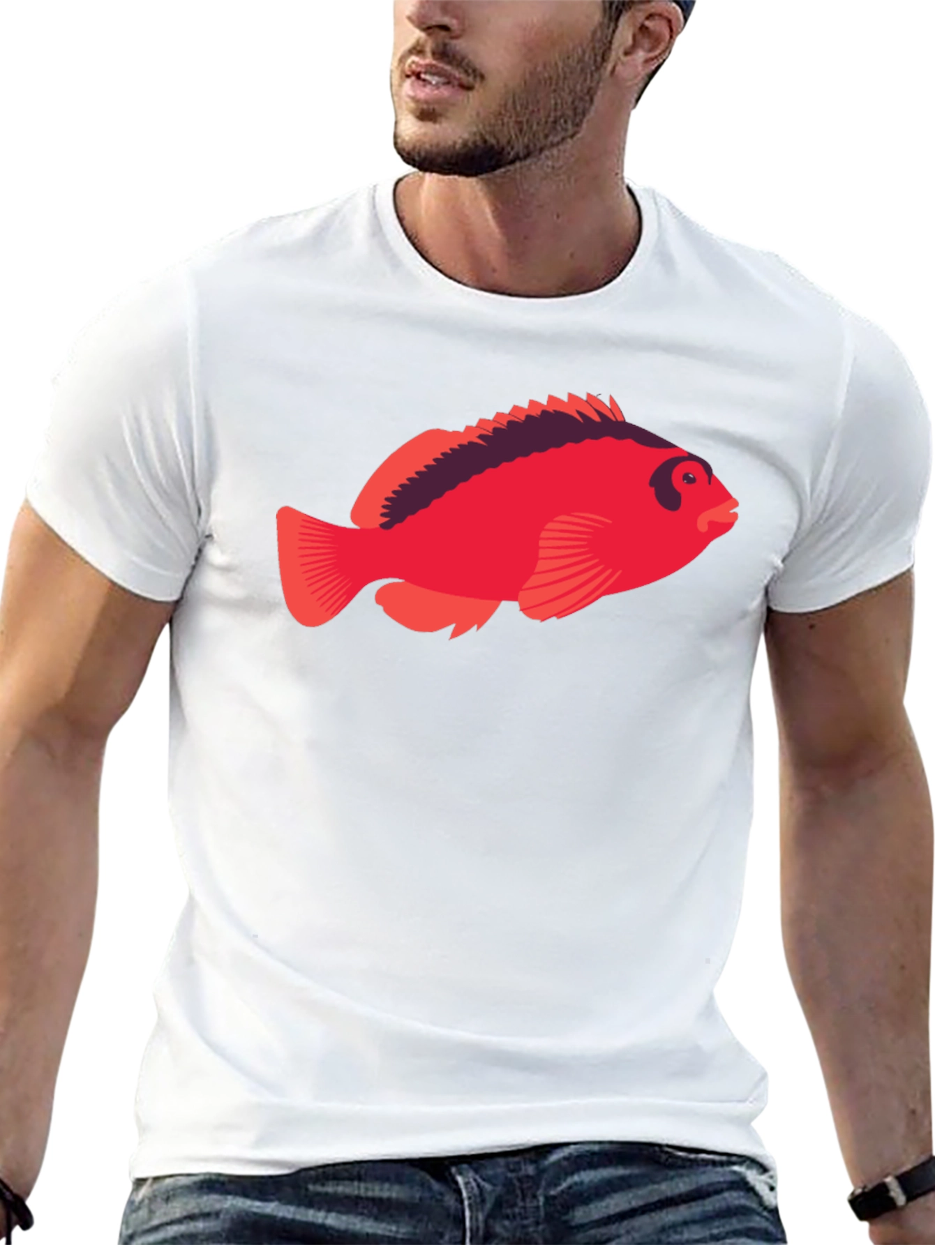 Black Red Fish Graphic Tee - Unique Design view 13
