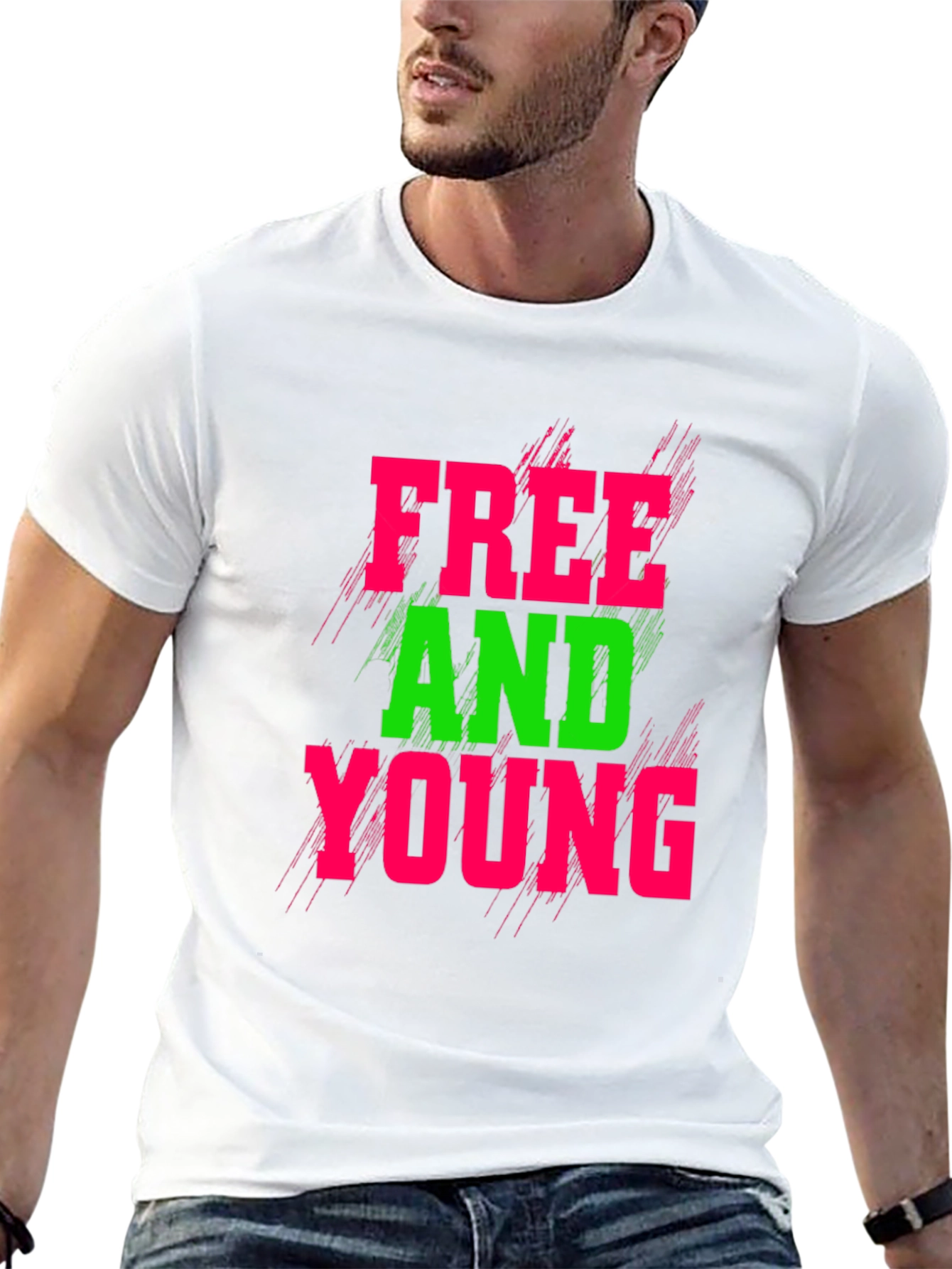 Black Free and Young Graphic T-Shirt view 13
