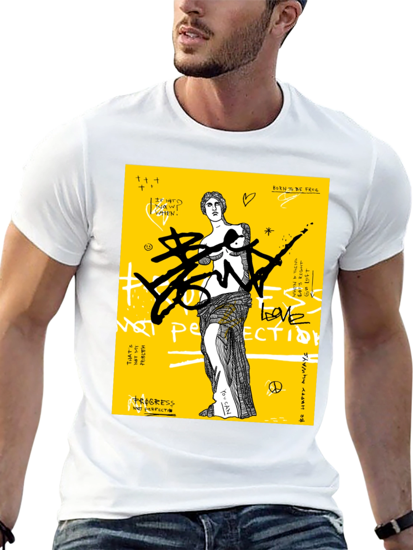 Black Edgy Graphic Print T-Shirt view 13