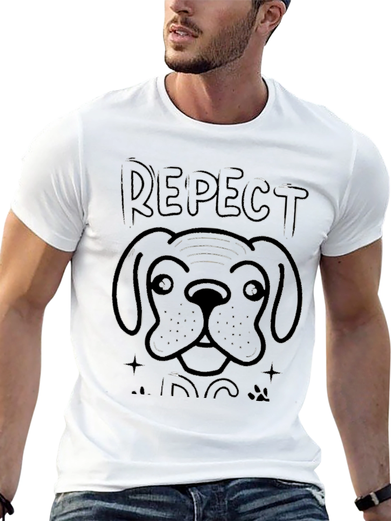 Black Respect Dog Graphic Tee - Men's Black T-Shirt view 13