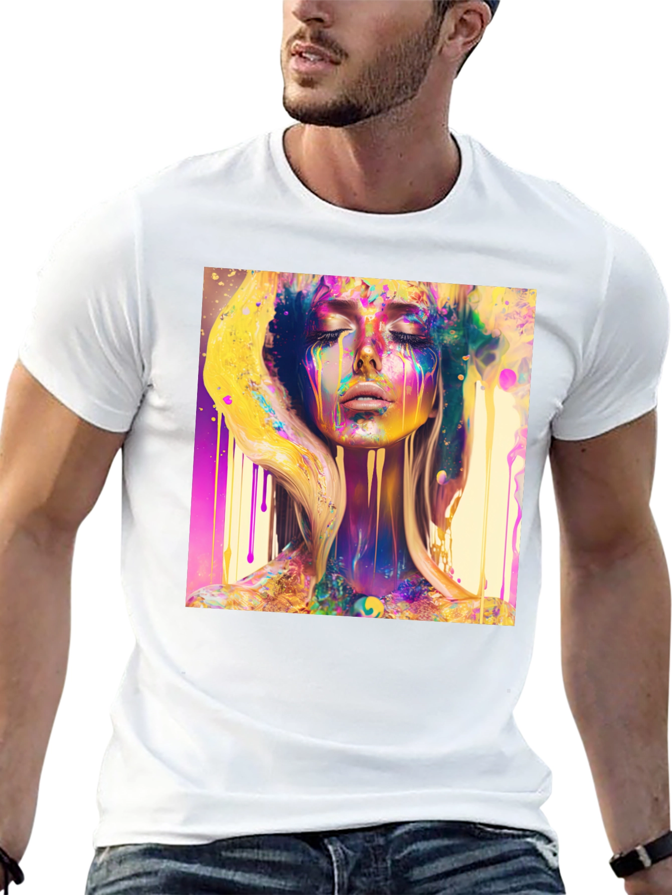 Black Colorful Woman Art T-Shirt - Modern Artistic Design view 13
