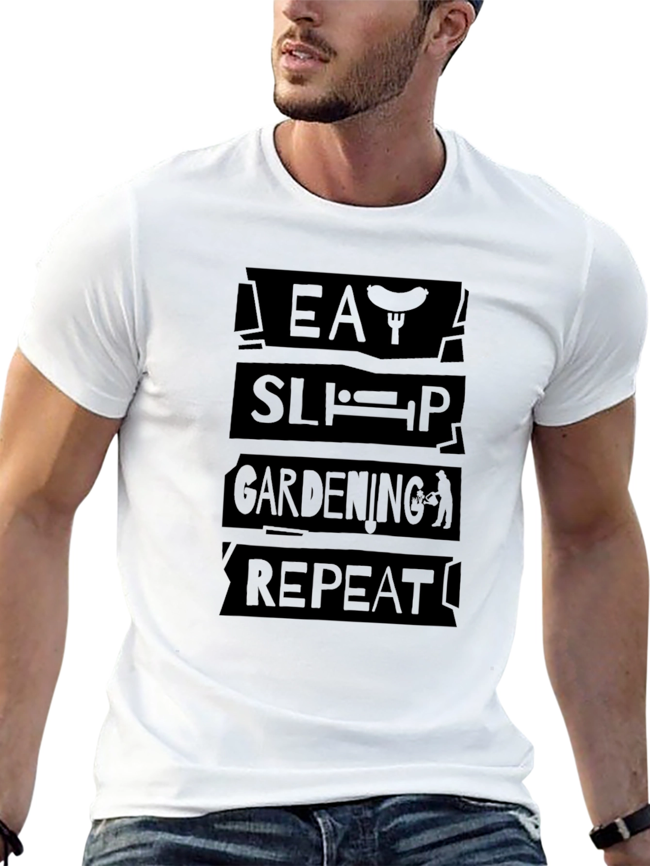 Black Eat Sleep Gardening Repeat Black T-Shirt view 13