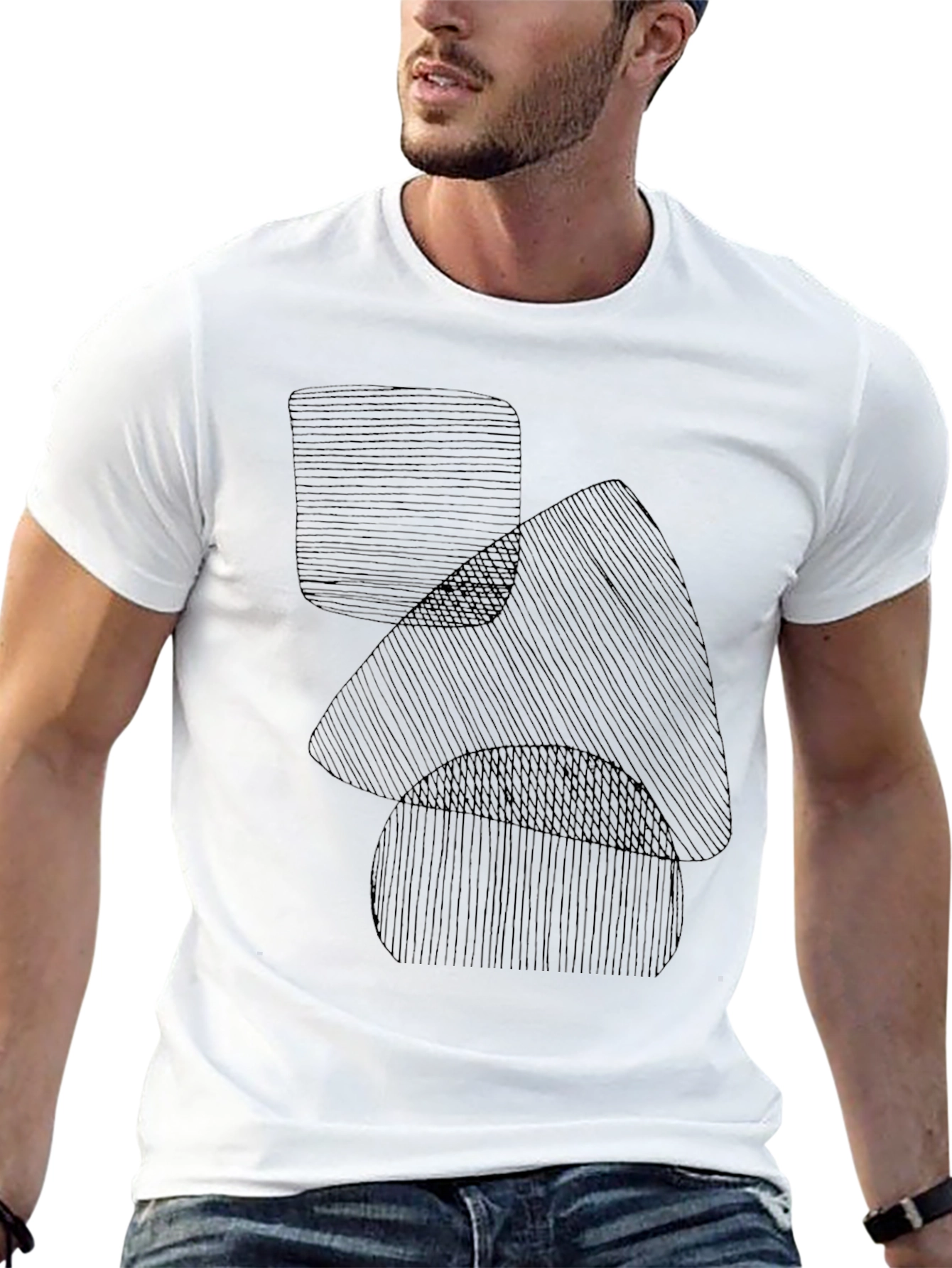Black Abstract Graphic Print Black Tee view 13