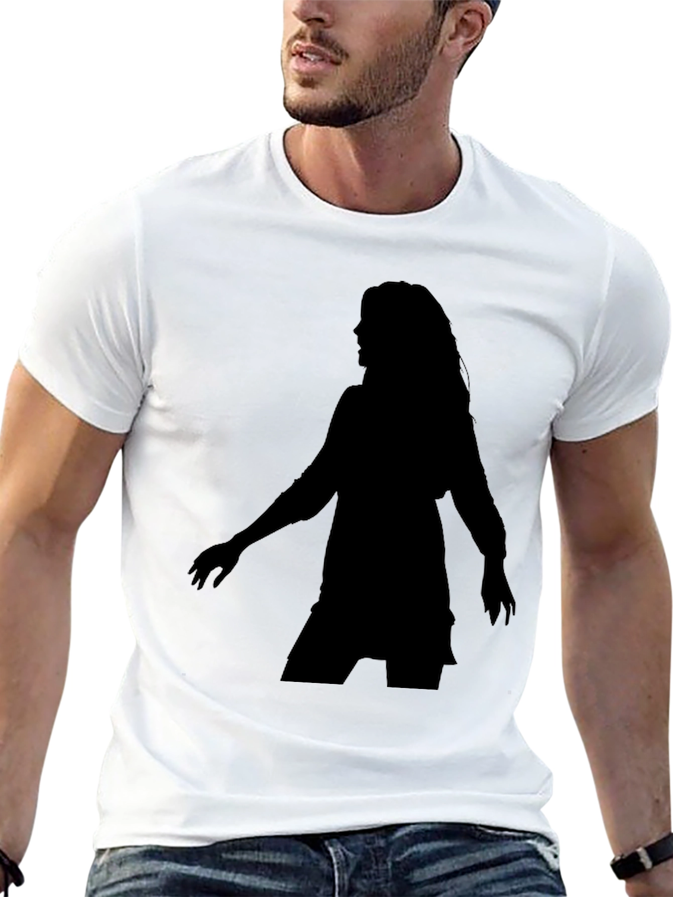 Black Silhouette Tee - Woman Figure Black T-Shirt view 13