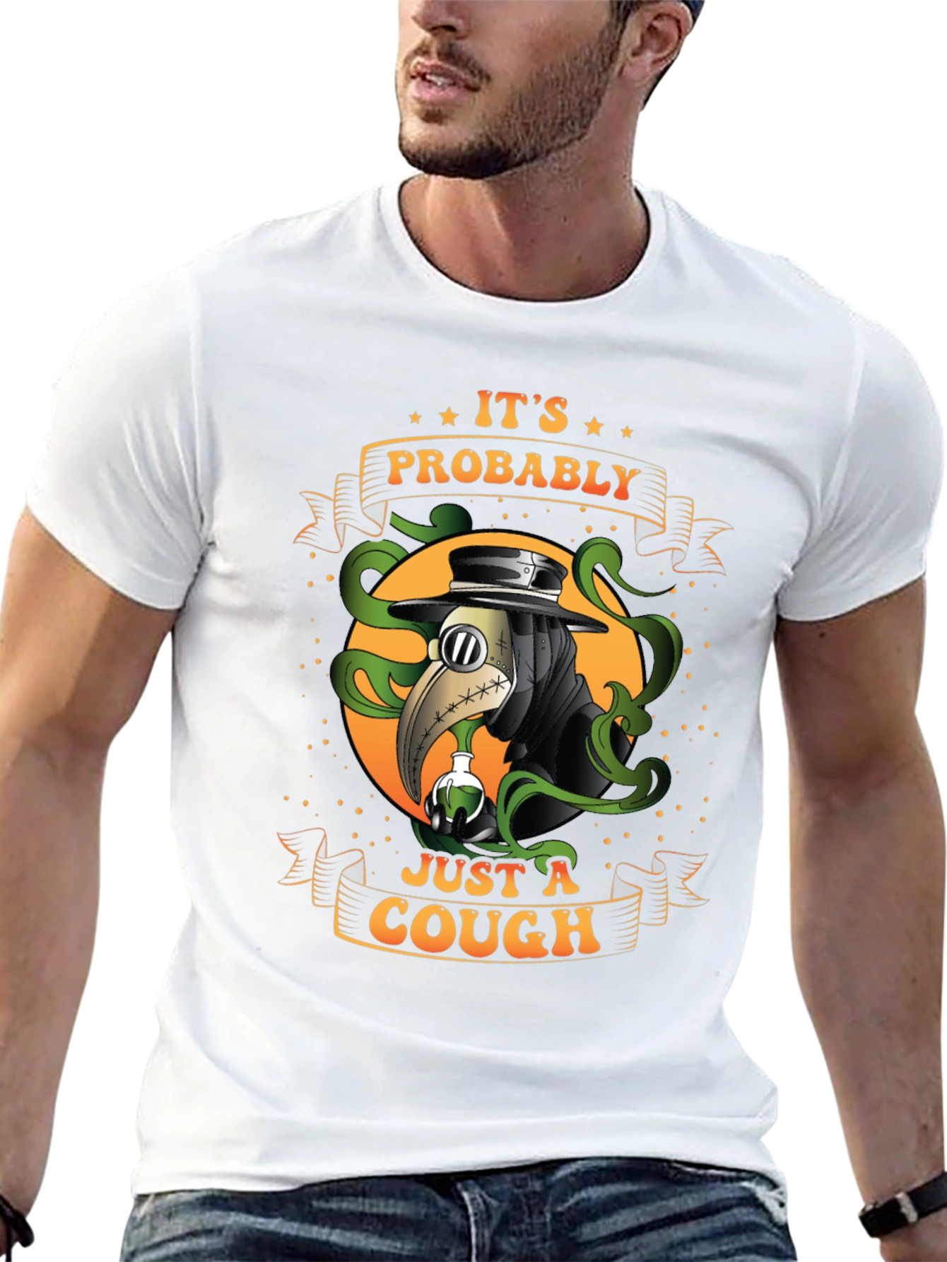 Black It's Probably Just A Cough T-Shirt view 13