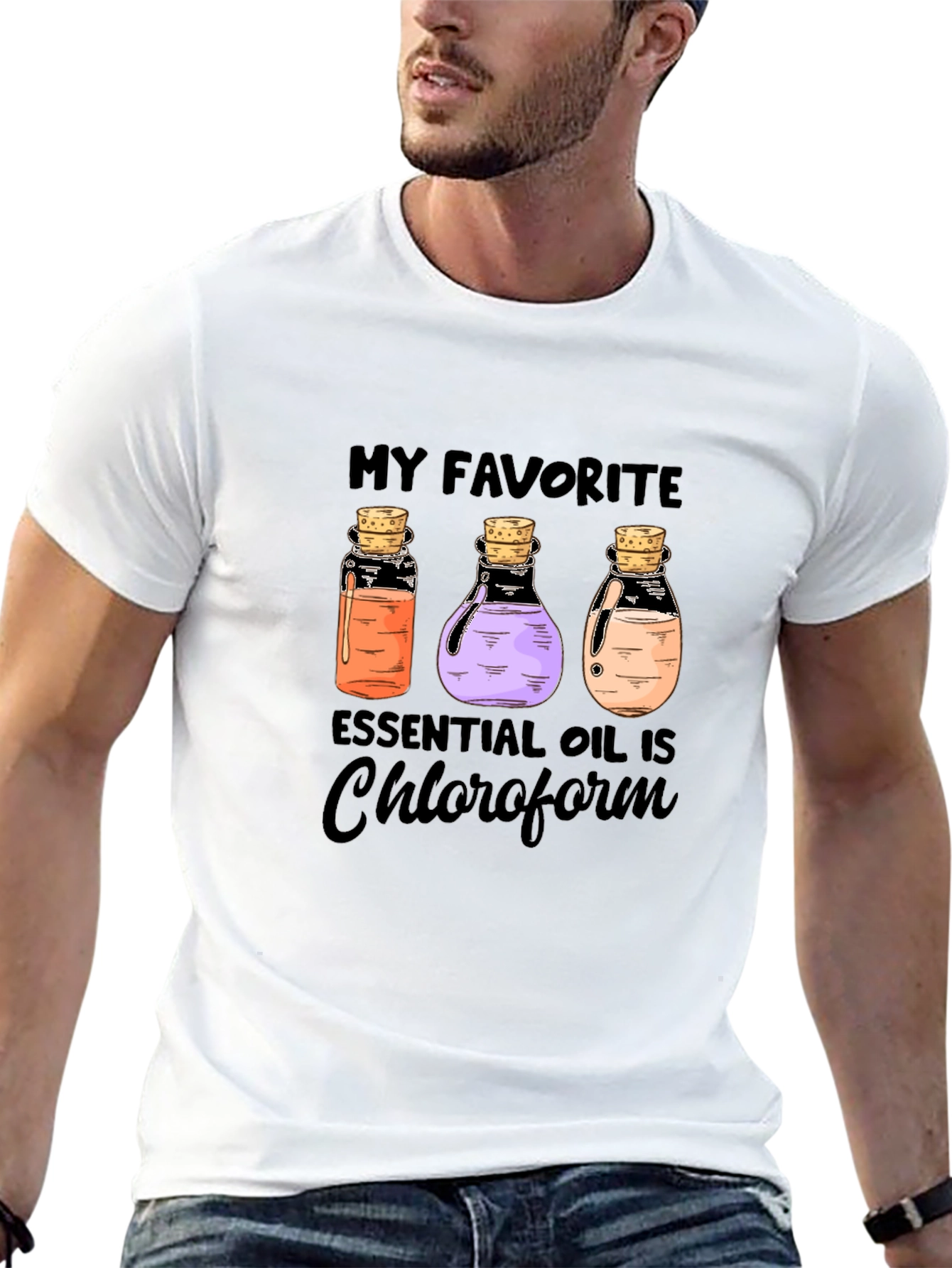 Black Essential Oil Chloroform T-Shirt view 13