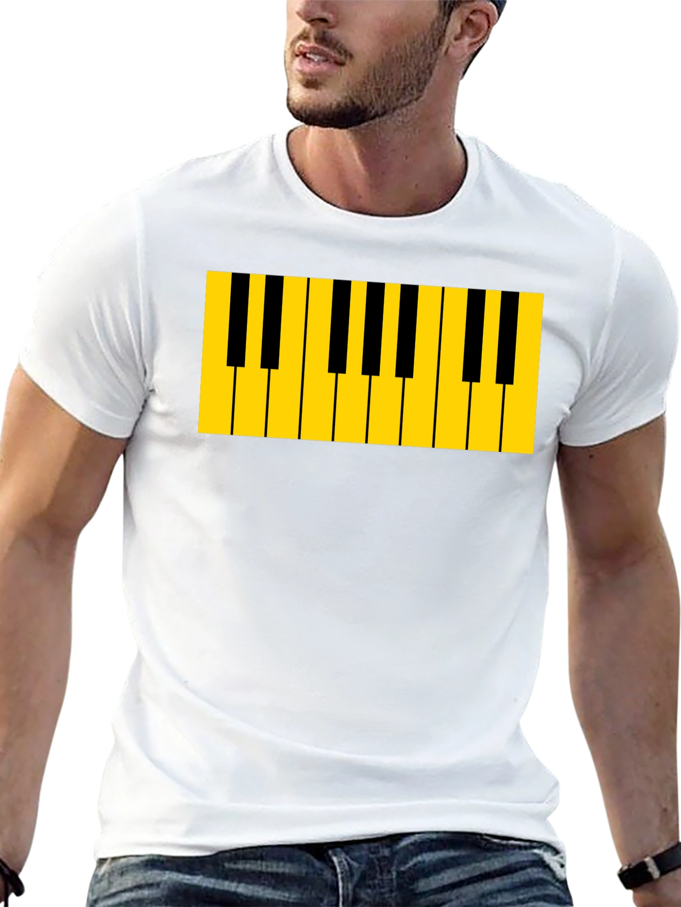 Black Piano Keys Graphic Tee - Musician's Black T-Shirt view 13