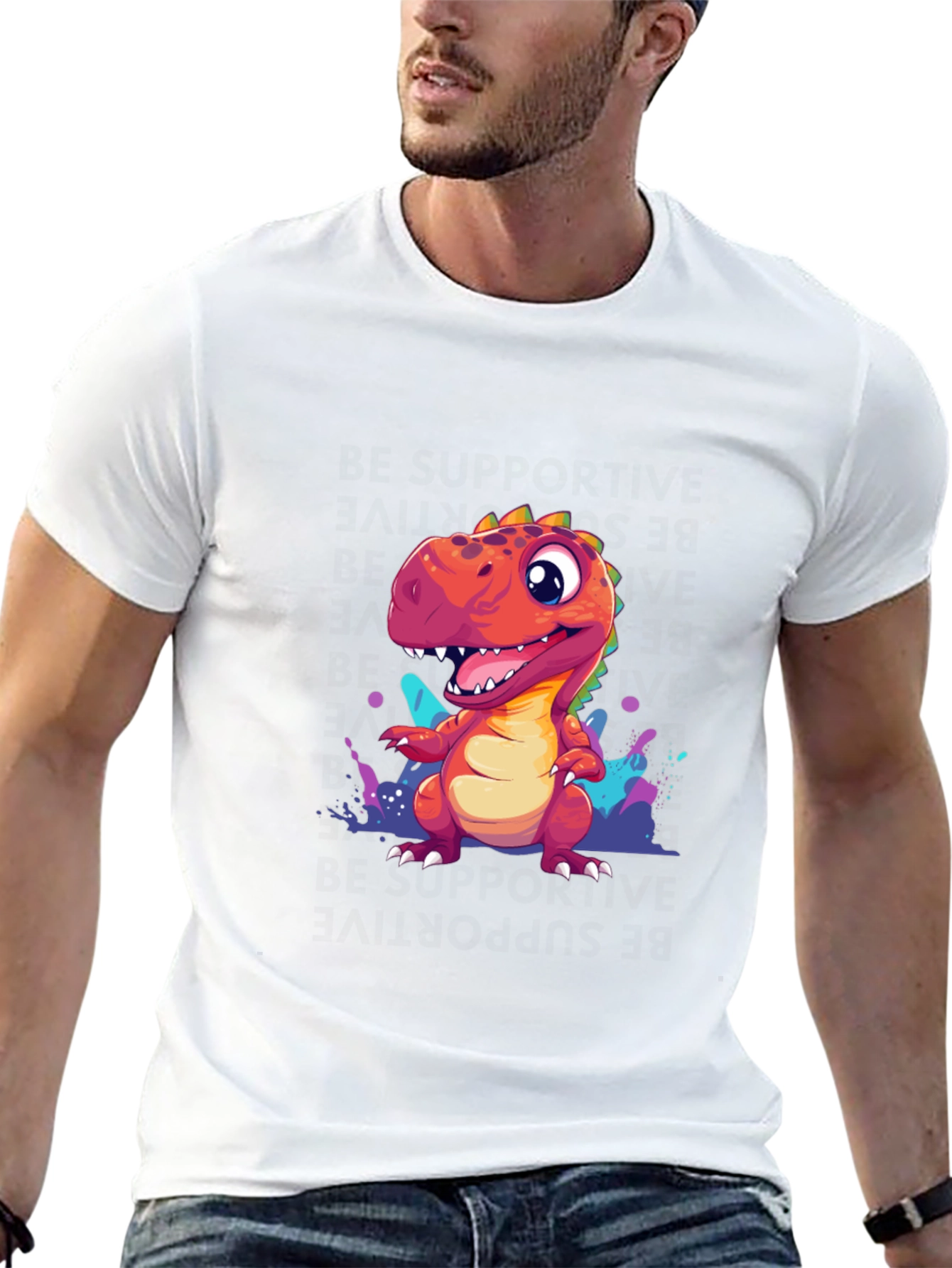 Black Dino T-Shirt - Fun Cartoon Design view 13