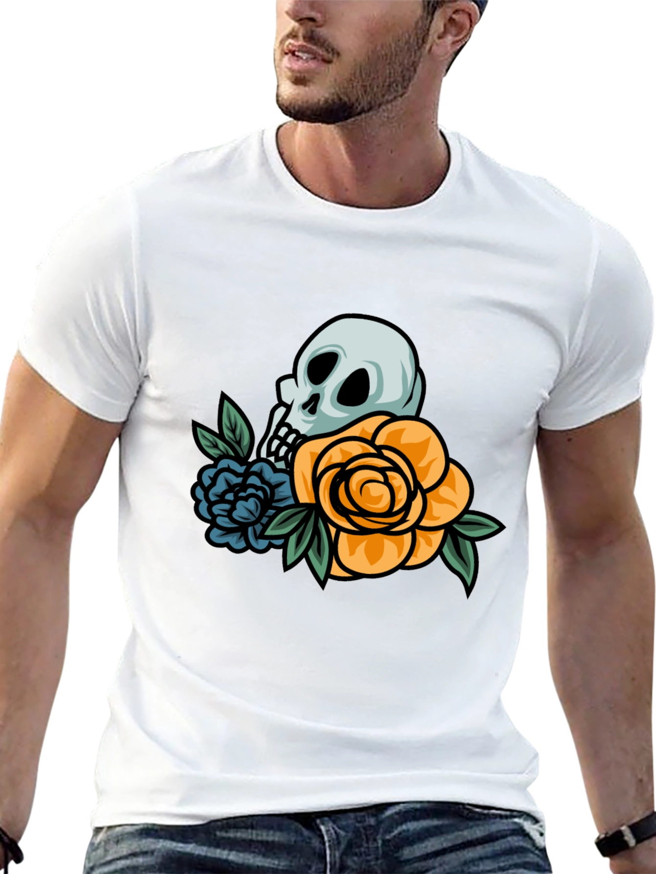 Black Skull & Roses Graphic T-Shirt view 13