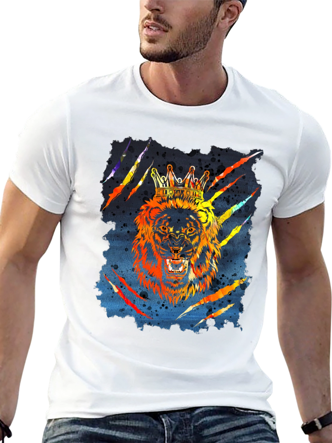 Black King Lion Graphic T-Shirt - Mens Black Tee view 13